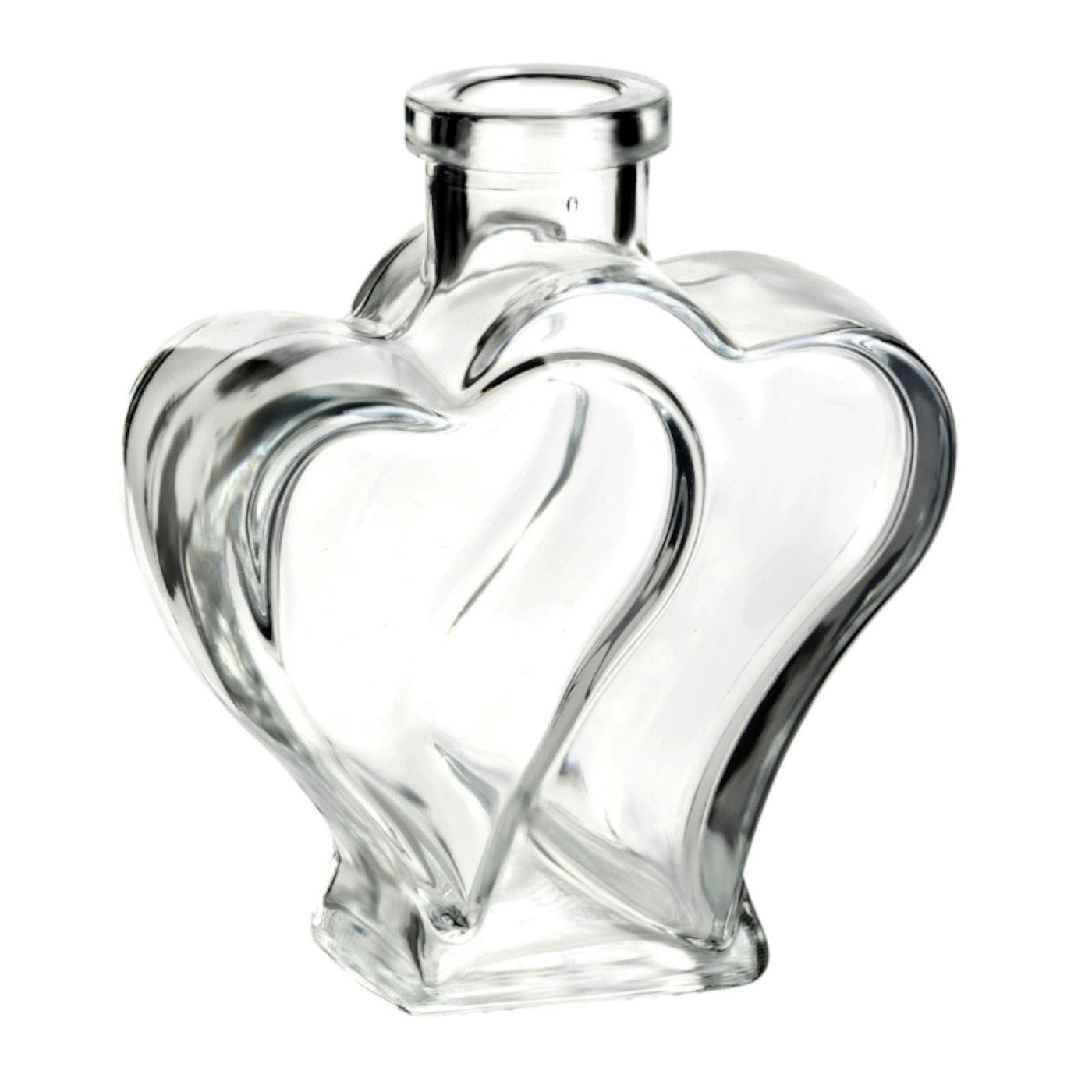 Glas Flasche Herz 0,1 Liter Schnapsflasche Likörflasche Geschenk Kugel Korken 