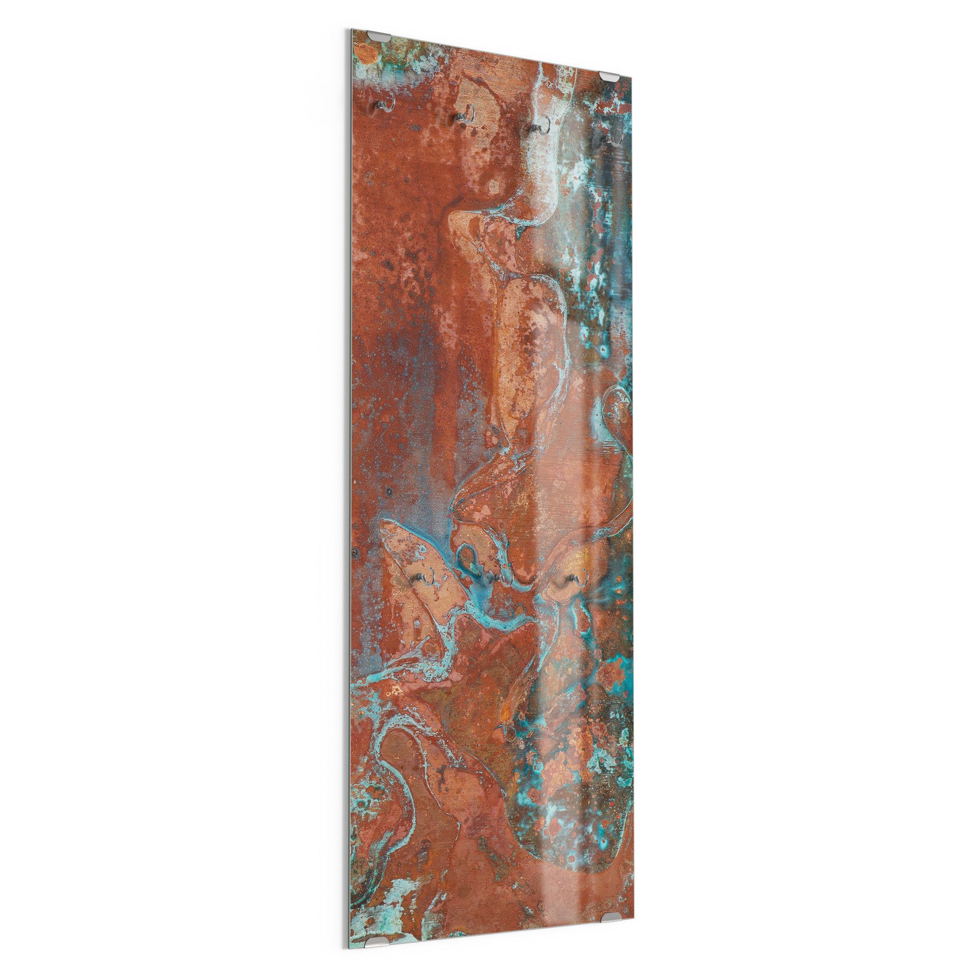 DEQORI Kleiderhaken 'Rostige Kupferplatte', Glas Garderobe hängend Flur Jackenhalter modern Wandgarderobe Haken