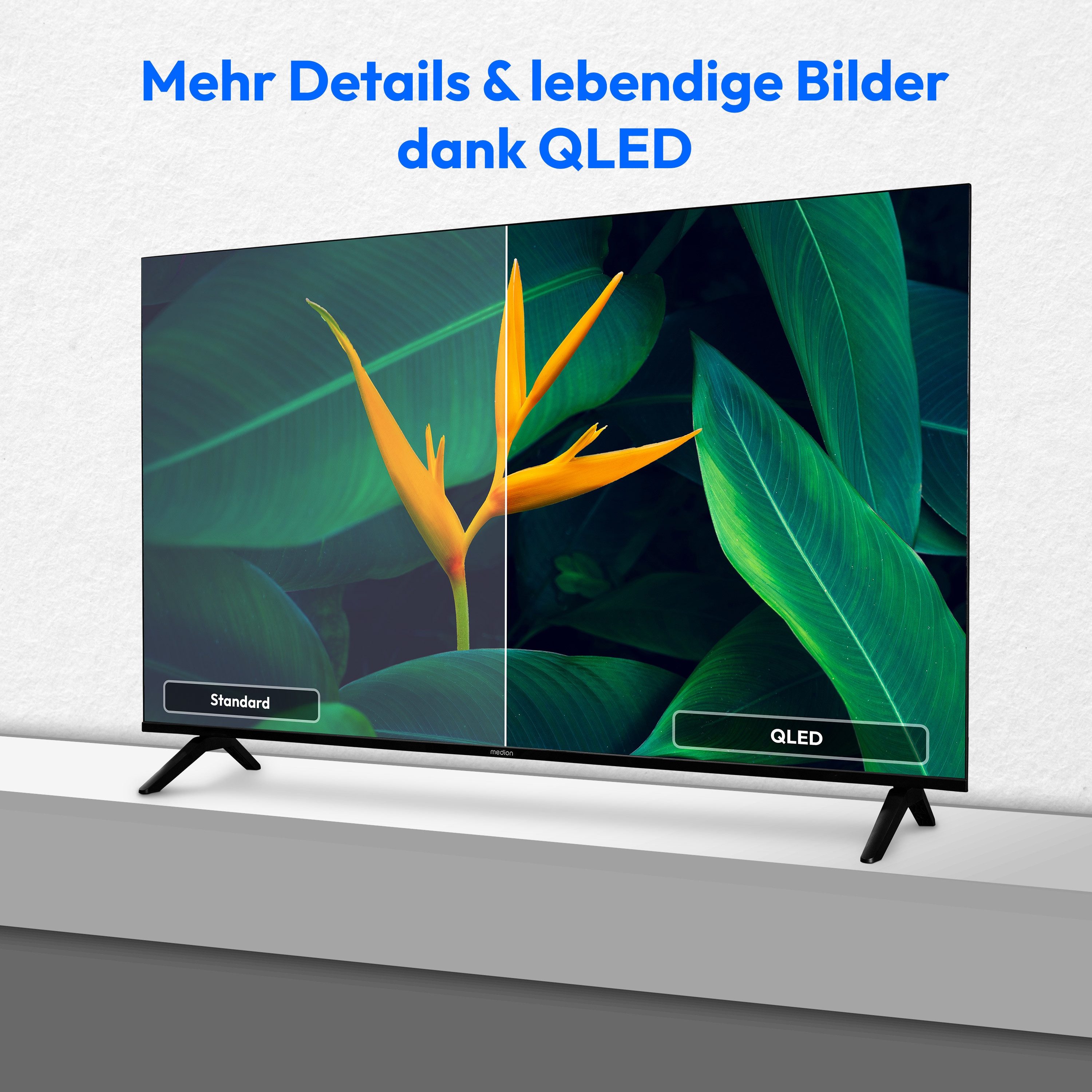 Medion® MD855601 QLED-Fernseher (138.8 cm/55 Zoll, 4K Ultra HD, Smart-TV, Dolby Vision, Dolby Atmos, Netflix, HBO Max, Prime Video, Disney+, WOW)