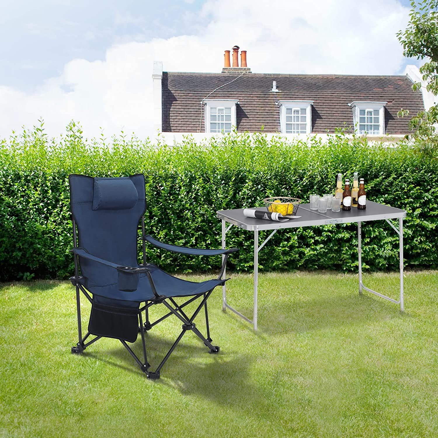 Woltu Campingstuhl (1 St), klappbar für Outdoor mit Armlehnen Getränkehalte günstig online kaufen