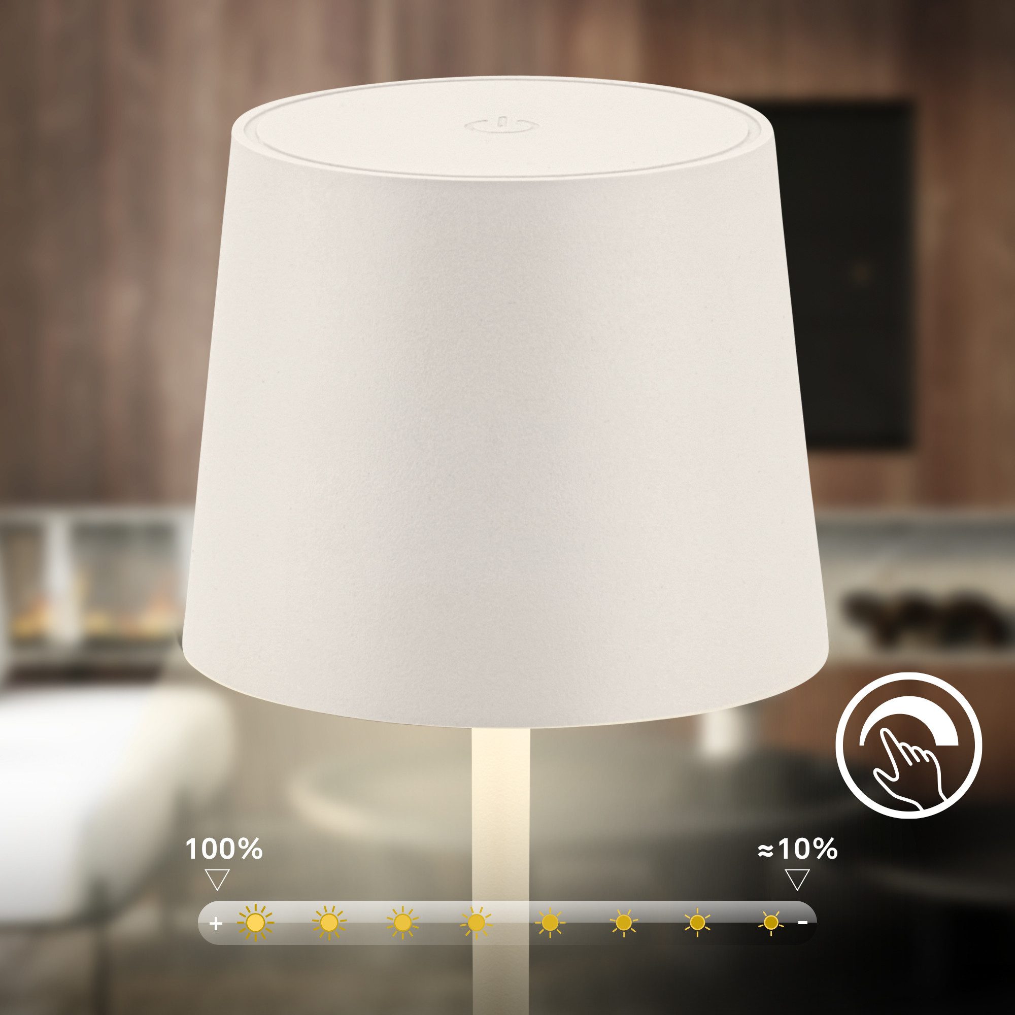 Briloner Leuchten LED Tischleuchte Akku Tischlampe kabellos Indoor/Outdoor, LED fest integriert, 3000K, LED Tischlampe kabellos 11x33 cm Schwarz/Weiß 1,8W Wohnzimmer