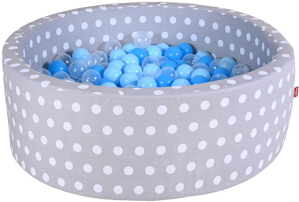 Knorrtoys® Bällebad Soft, Grey White Dots, mit 300 Bällen soft Blue/Blue/transparent;  Made in Europe