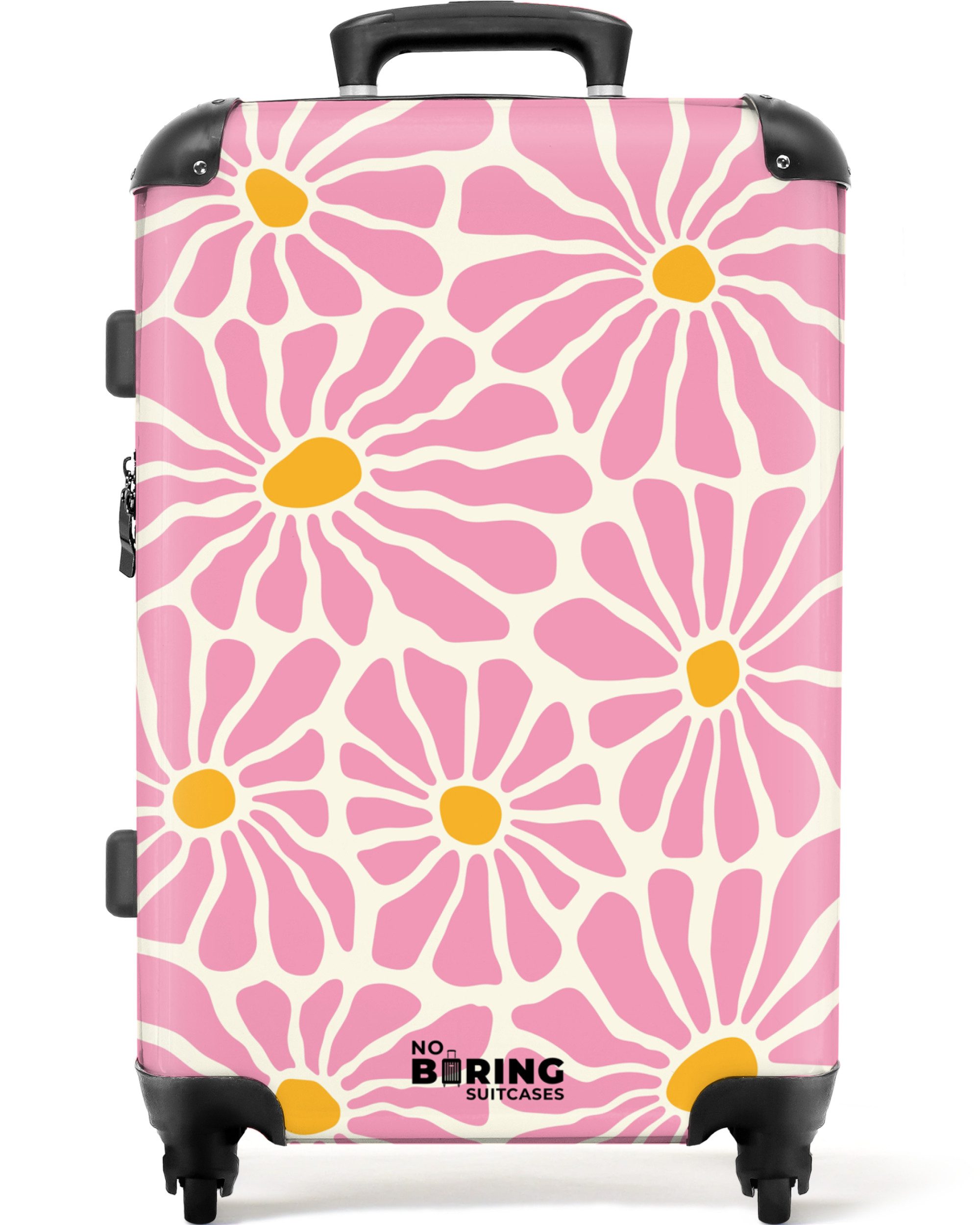 NoBoringSuitcases.com© Hartschalen-Trolley Beige mit rosa und günstig online kaufen