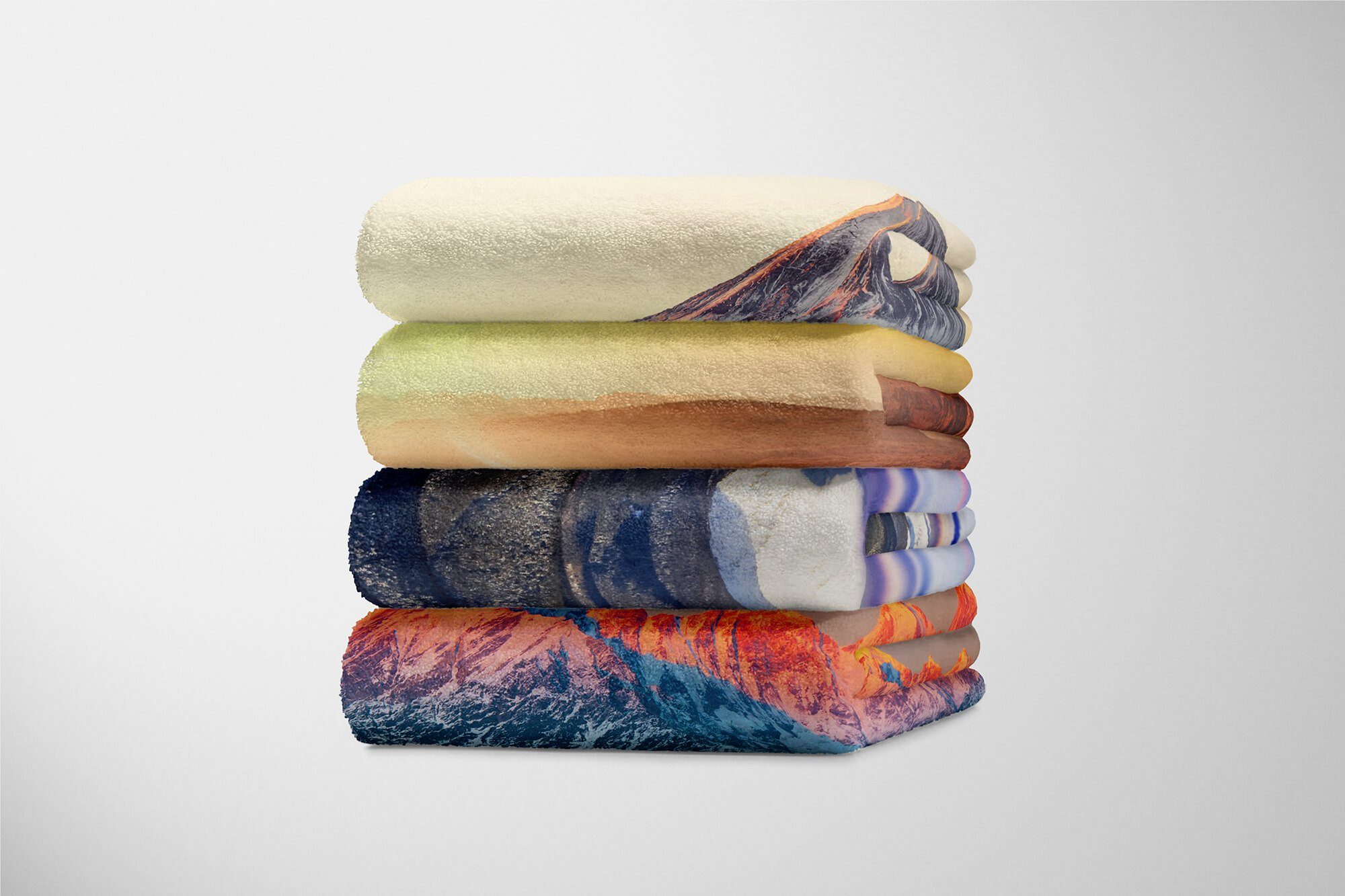 Sinus Art Saunatuch Schnee Handtücher Baumwolle-Polyester-Mix Himmel, Berge Fotomotiv Kuscheldecke Strandhandtuch Handtuch (1-St), mit Handtuch