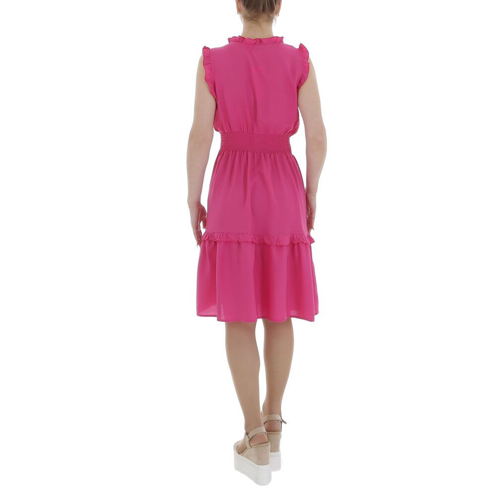 Ital-Design Sommerkleid Damen Freizeit Stufenkleid (85941326) Rüschen Sommerkleid in Pink