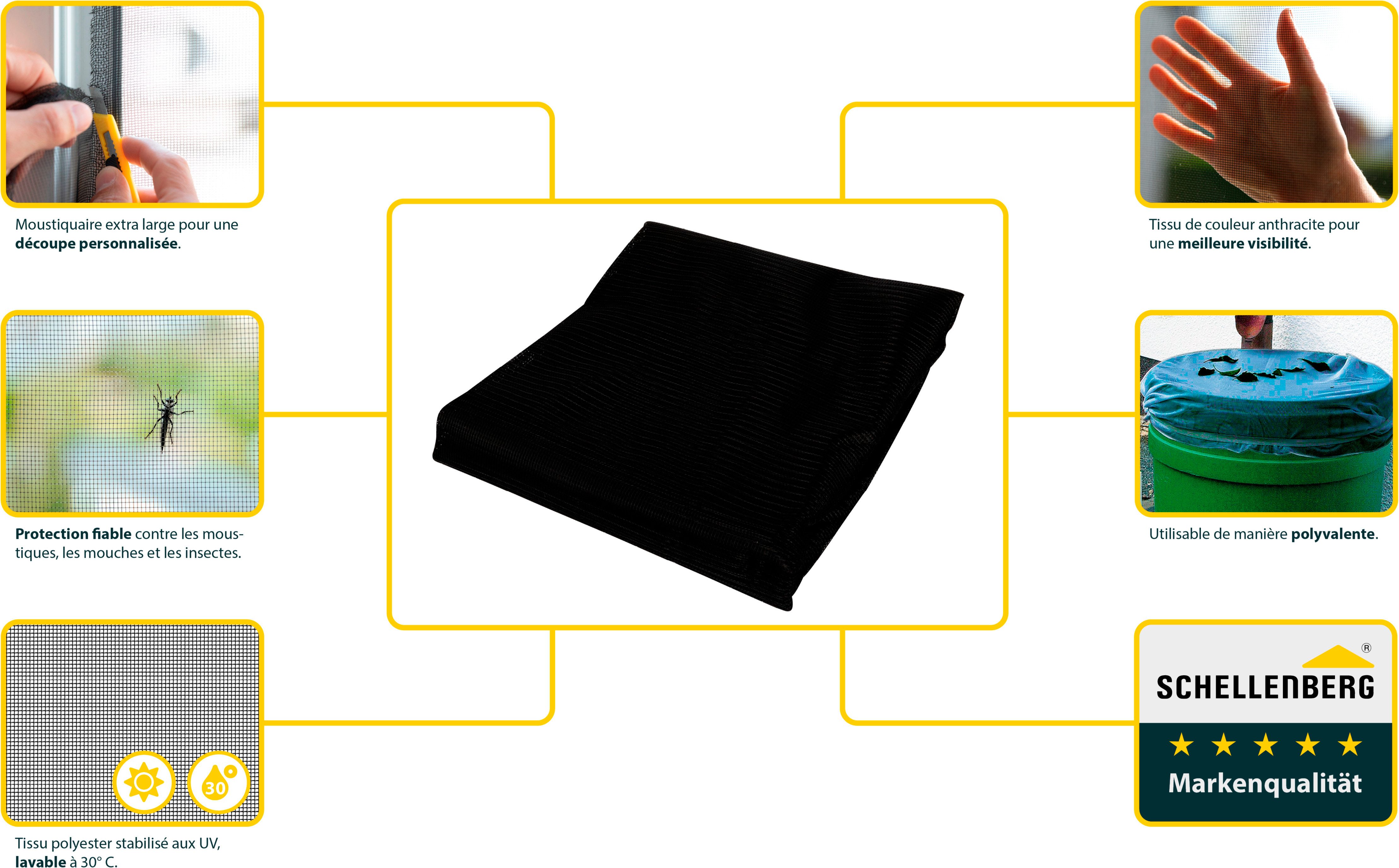 SCHELLENBERG Fliegengitter-Gewebe Maxi für große Fenster, (Packung, 1-St), Insektenschutz und Mückenschutz, 150 x 300 cm, anthrazit und weiß