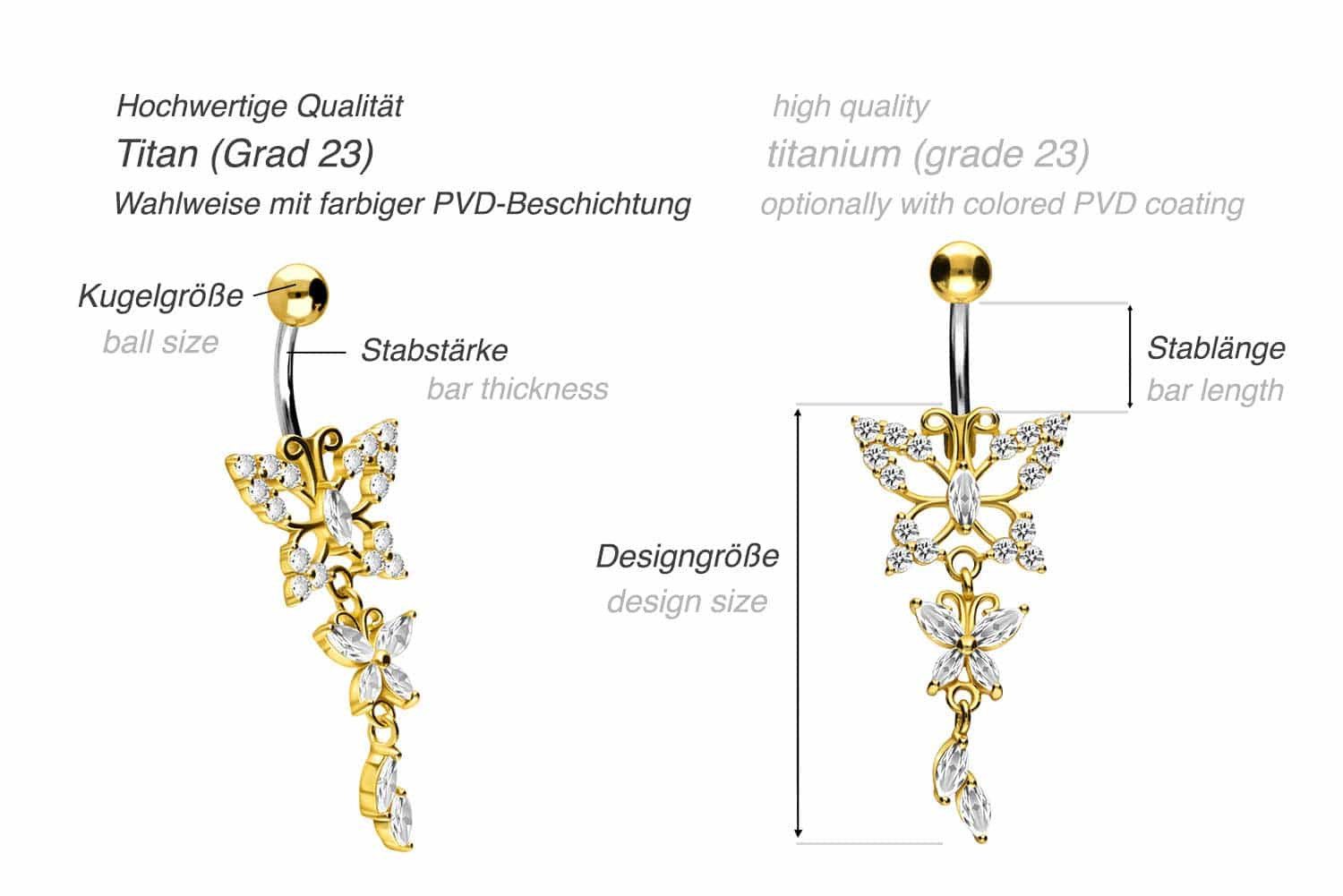 PIERCINGLINE Bauchnabelpiercing Titan Bananabell mit 925er günstig online kaufen