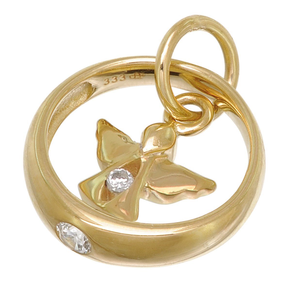 trendor Kette mit Anhänger 28210, Taufring Mit Engel Gold 333 / 8K An Vergoldeter Silberkette