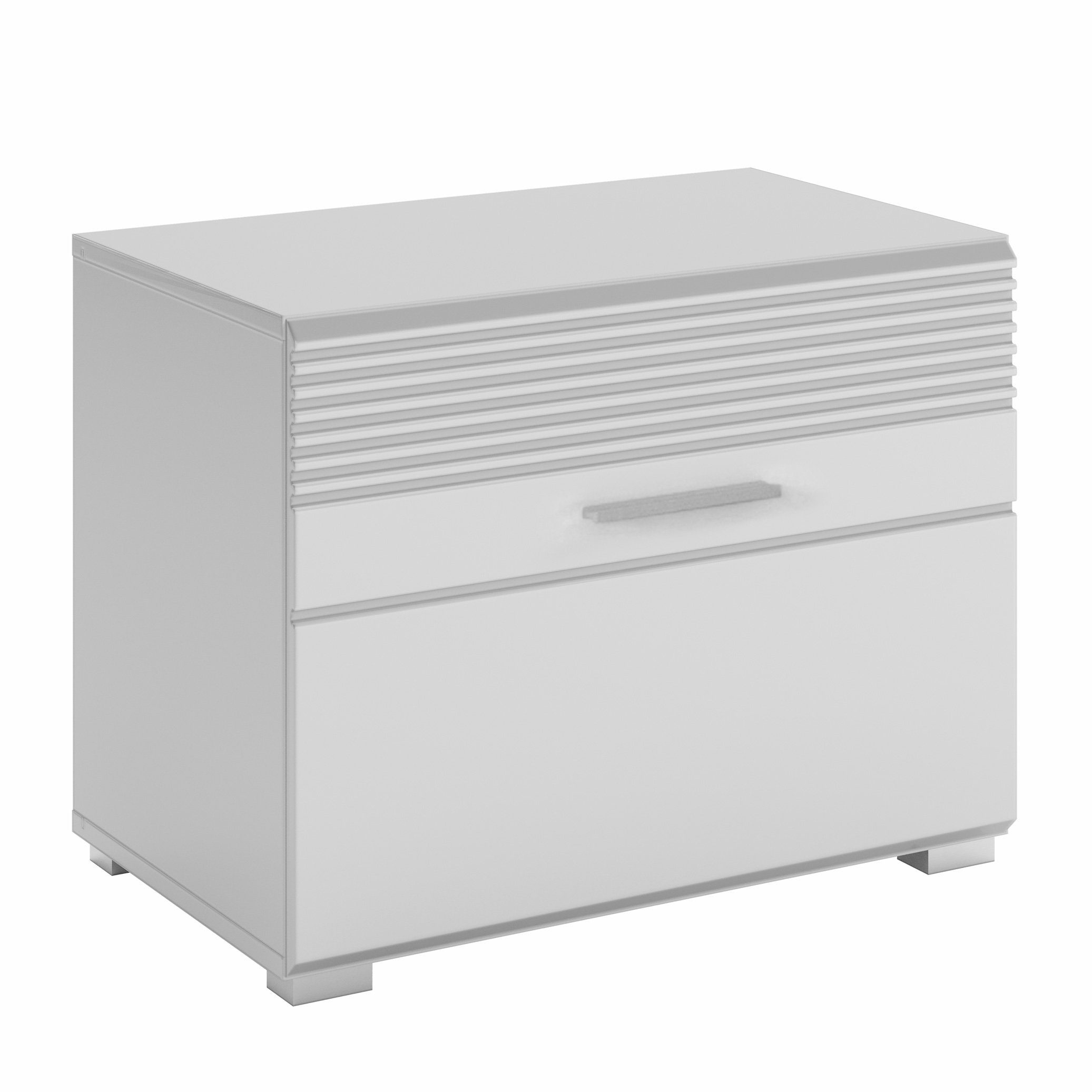 Newroom Sitzbank Weiß Hochglanz 60 cm, Sitzbank Weiß Hochglanz Modern Schuhschrank Schuhablage Flur