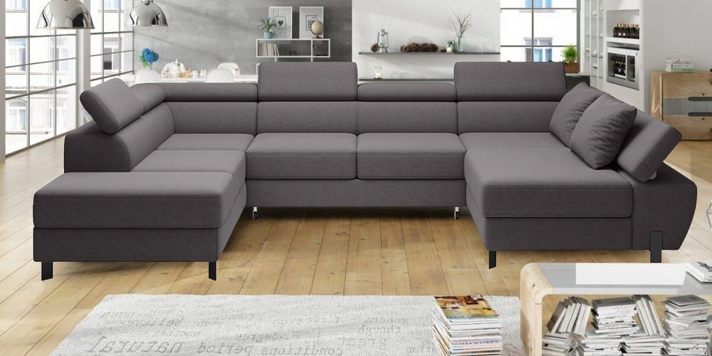 Stylefy Wohnlandschaft Molinardi XL, Sofa, U-Form, mane links oder rechts bestellbar, mit Bettfunktion und Bettkasten, Relaxfunktion, Modern Design | Wohnlandschaften