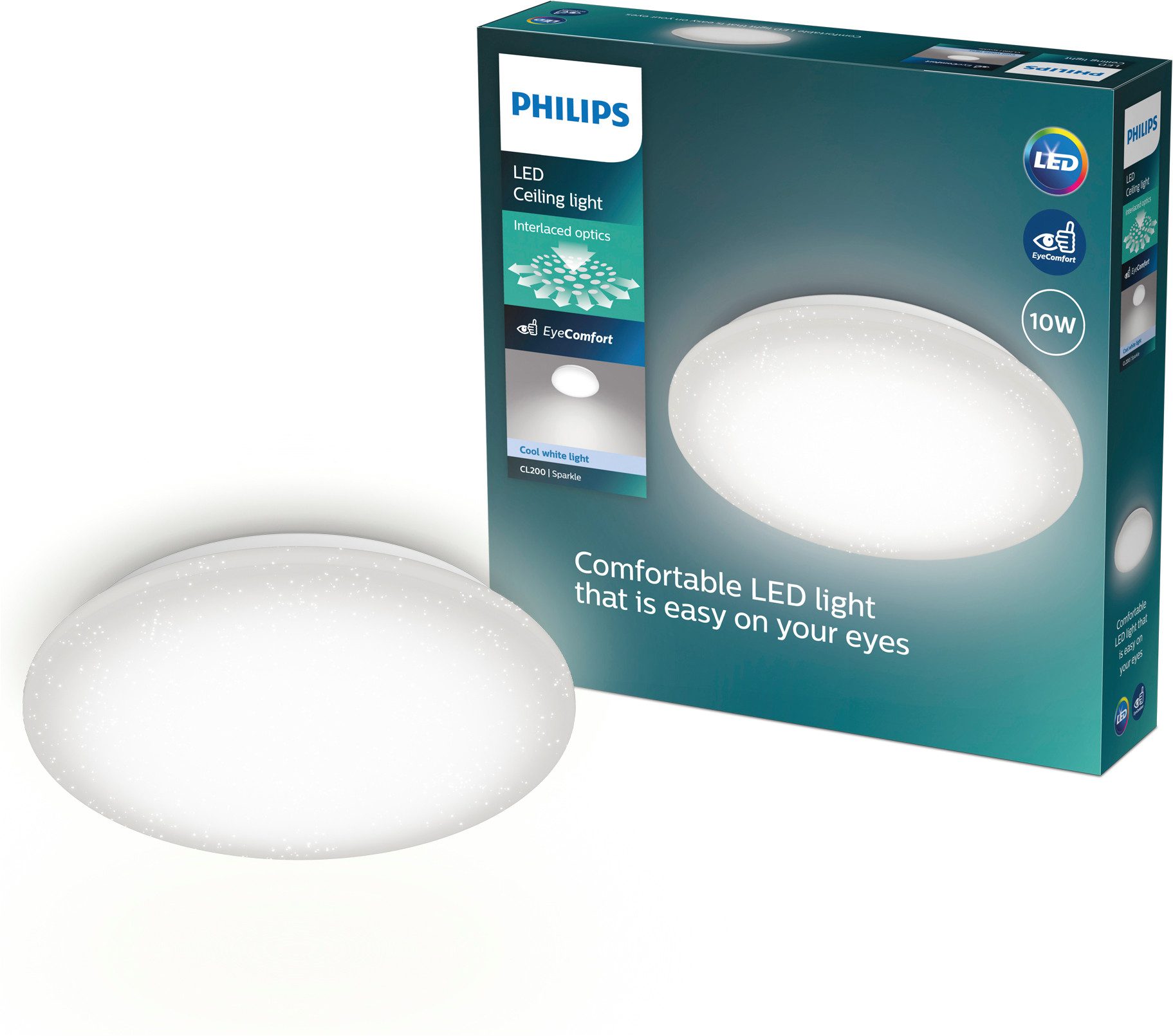 Philips LED Deckenleuchte Moire CL200, kaltweiß (4000K), rund, weiß, LED fest integriert, Kaltweiß, Sternenlichtoptik