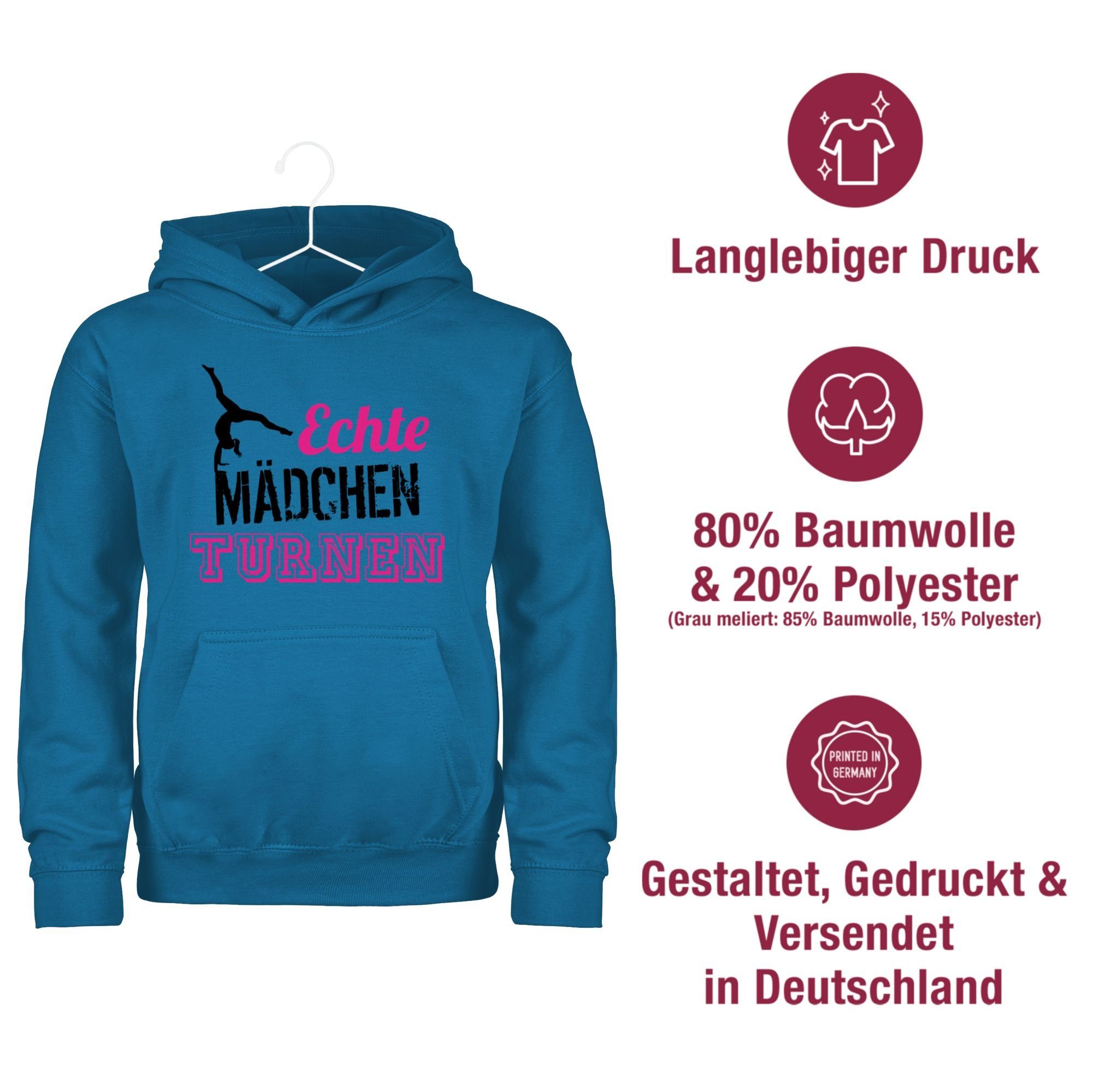 Shirtracer Hoodie Echte Mädchen turnen fuchsia - schwarz Kinder Sport Kleidung – Bild 5 von 5