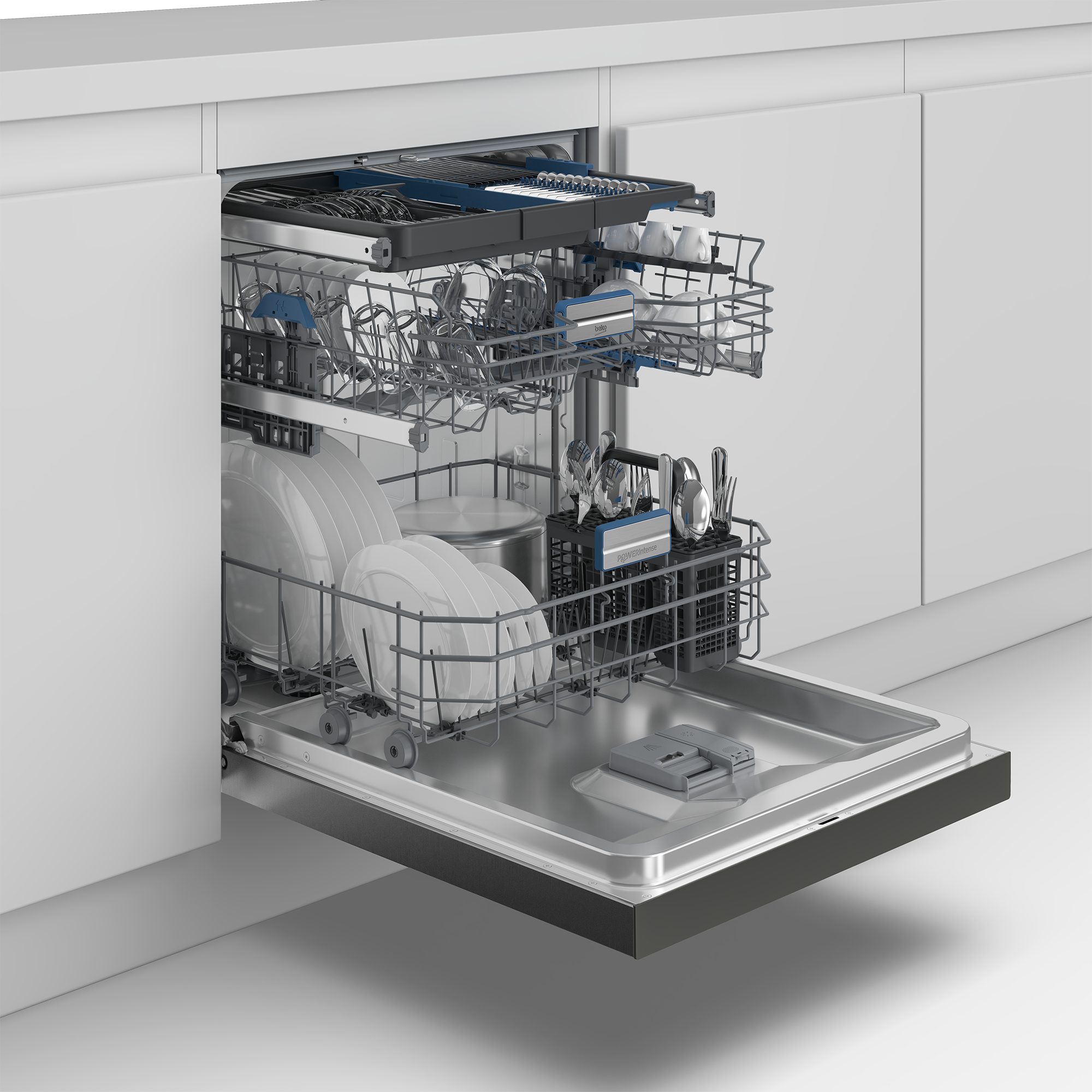 BEKO Unterbaugeschirrspüler BDDN36541DDP, 8,9 l, 15 Maßgedecke, Doppelt gut organisiert – inklusive Besteckschublade und Besteckkorb – Bild 2 von 5
