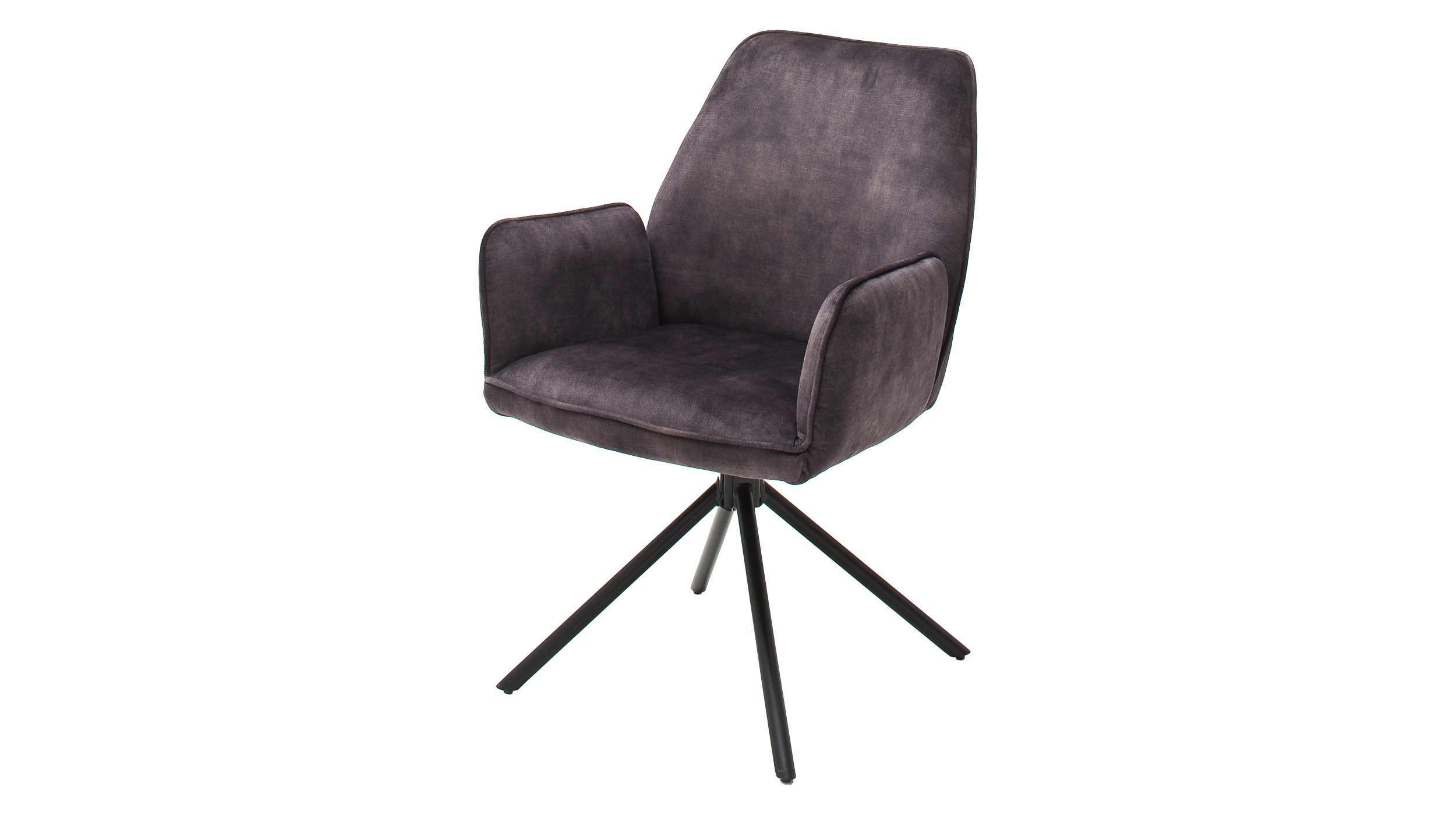 Massivart® Polsterstuhl Armlehne drehbar / anthrazit / grau / olive / Velou günstig online kaufen