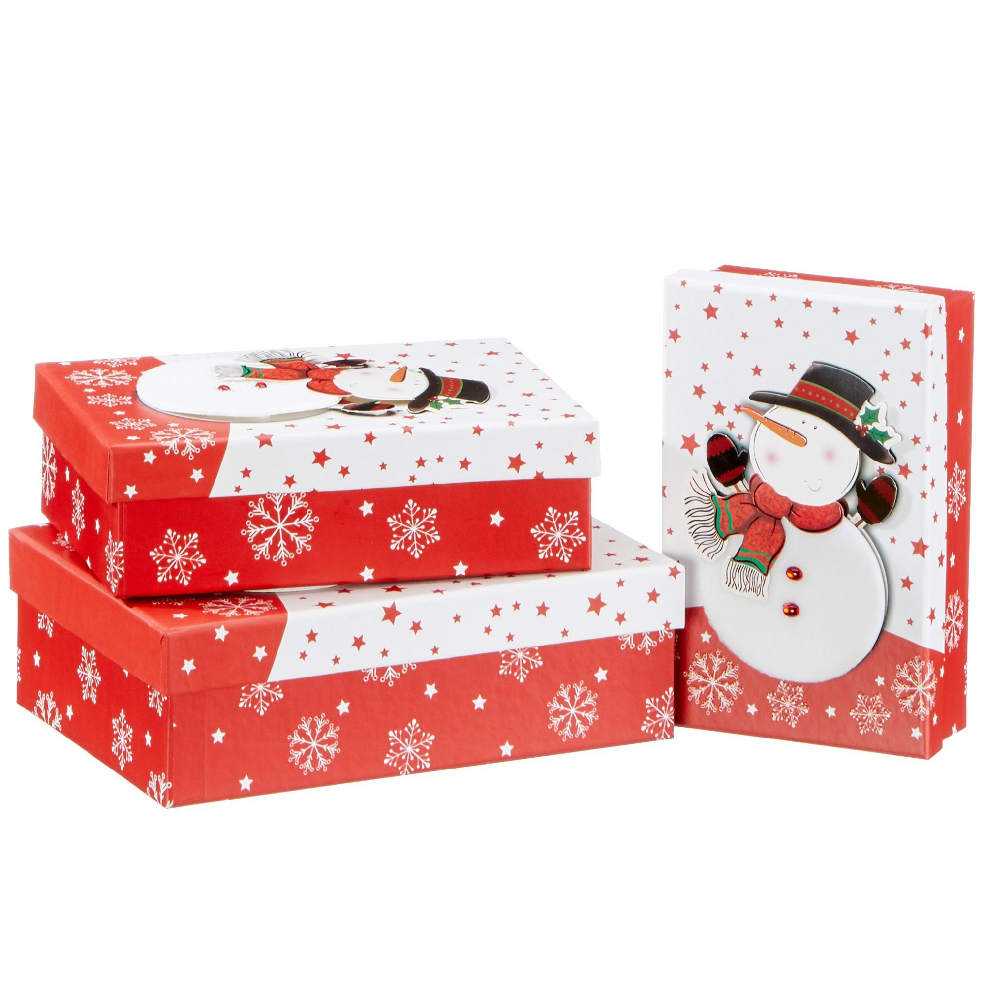 Annastore Geschenkbox 3-tlg. Set Geschenkboxen Geschenkkarton Weihnachten, Weihnachtsverpackung