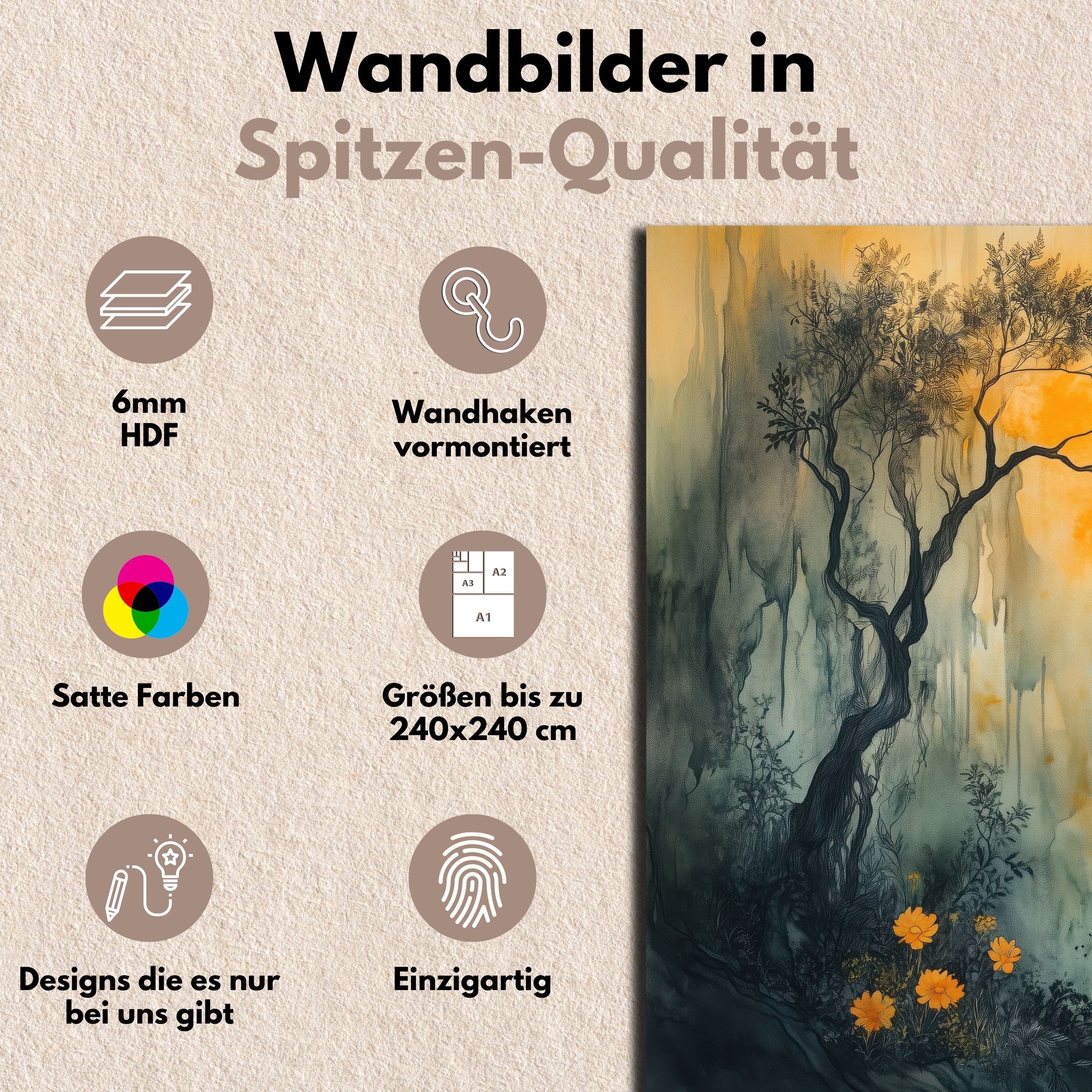DARO Design Leinwandbild Modern Abstrakt Wandbilder XXL Wandbild Wand Deko Leinwand Bilder, (Natur - Bild Groß Wohnzimmer Schlafzimmer Küche Esszimmer Einteilig Querformat Fotodruck Leinwände Wanddeko Abstrakte Kunst Boho), 30x20cm