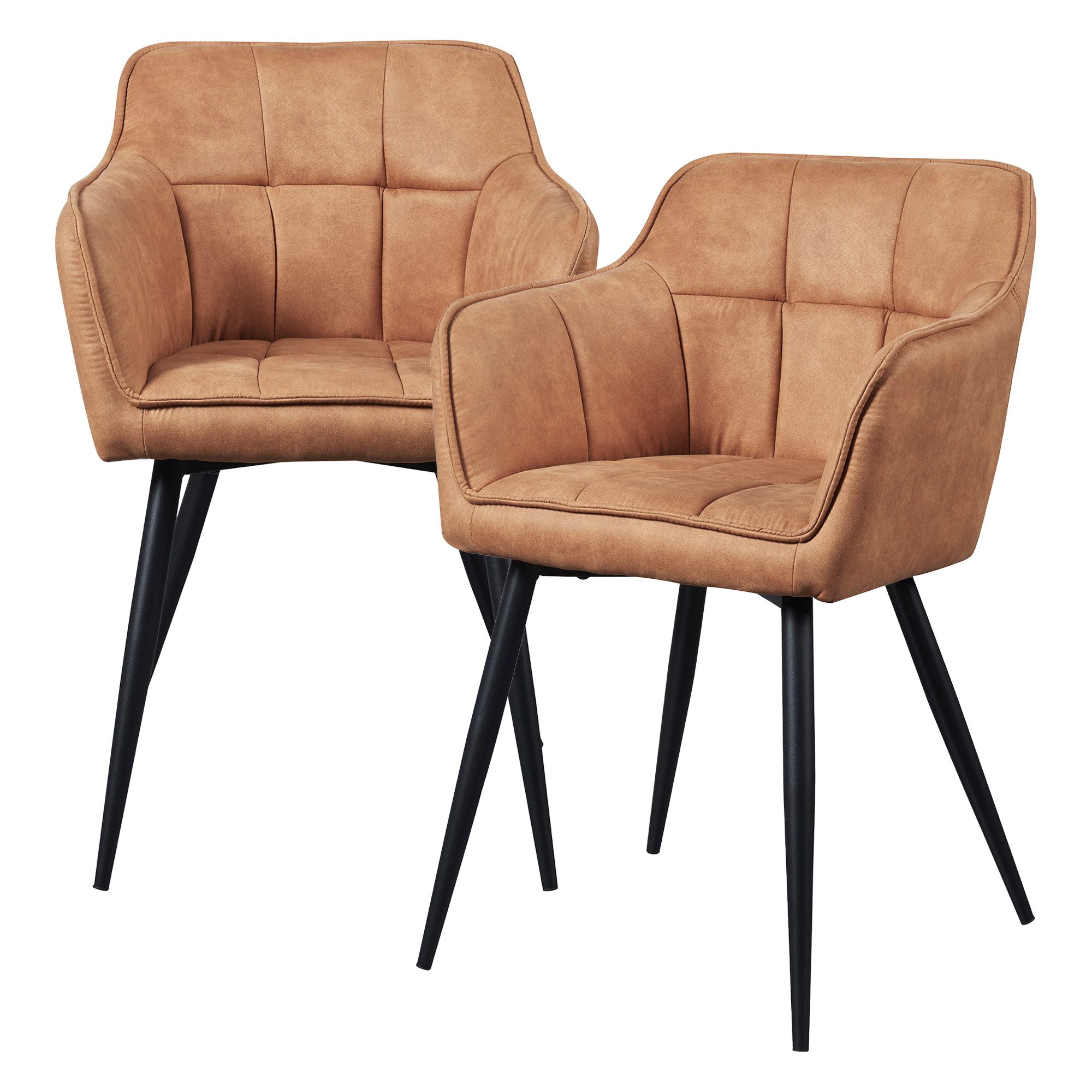 en.casa Esszimmerstuhl (Set, 2 St), »Birmingham« gepolstert 81x57x53 cm Braun