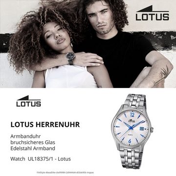 Lotus Quarzuhr Lotus Herren Uhr Elegant L18375/1, Herren Armbanduhr rund, Edelstahlarmband silber
