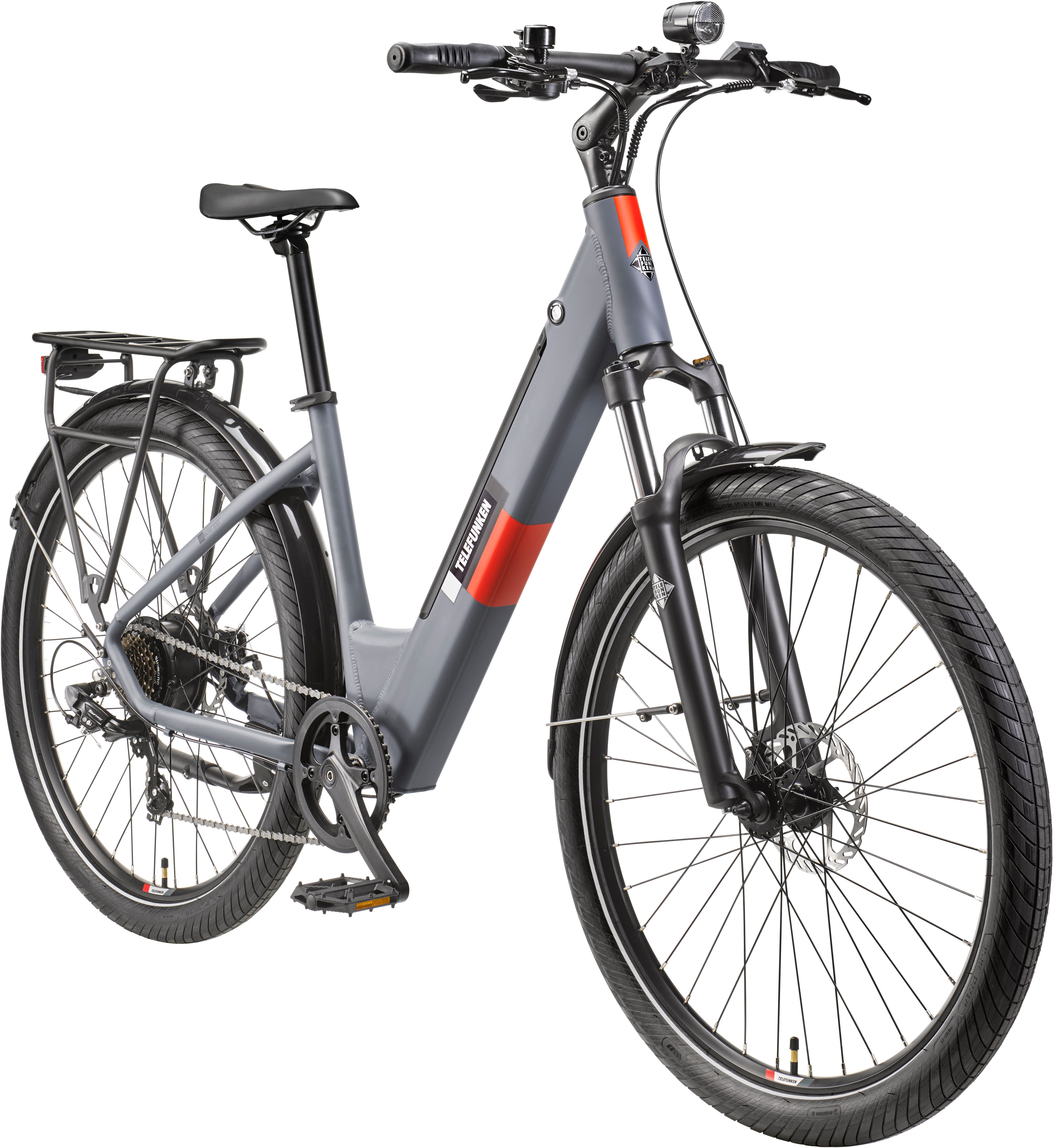Telefunken E-Bike Cityrad E-City SUV300, 7 Gang Shimano Tourney Schaltwerk, Kettenschaltung, Heckmotor, 468 Wh, Pedelec, Elektrofahrrad, Damen u. Herren, innerhalb StVZO, 27,5 Zoll