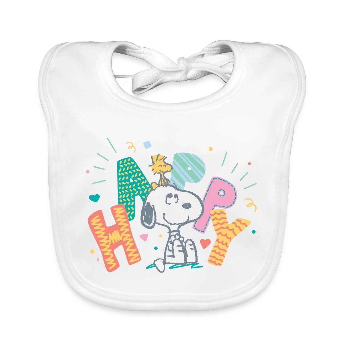 Lätzchen Peanuts Snoopy Happy Glücklich Bio Baby Lätzchen Waschbar