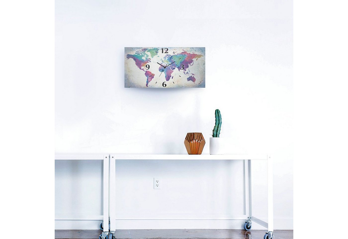 Artland Wanduhr »bunte Weltkarte« (in vielen Größen & Produktarten - Alubild / Outdoorbild für den Außenbereich, Leinwandbild, Poster, Wandaufkleber / Wandtattoo auch für Badezimmer geeignet)-HomeTrends