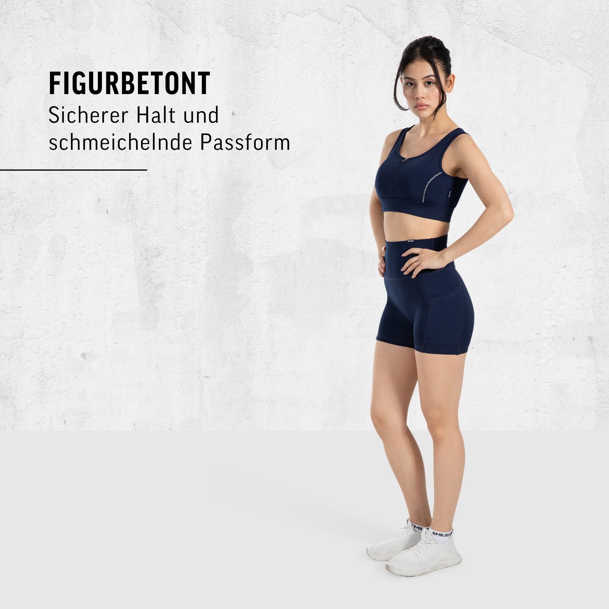 Smilodox Shorts Josie, High Waist Sportshorts enganliegend, Radlerhose Eingrifftaschen Elastischer Bund, Yogahose, Training Workout Freizeit Athleisure