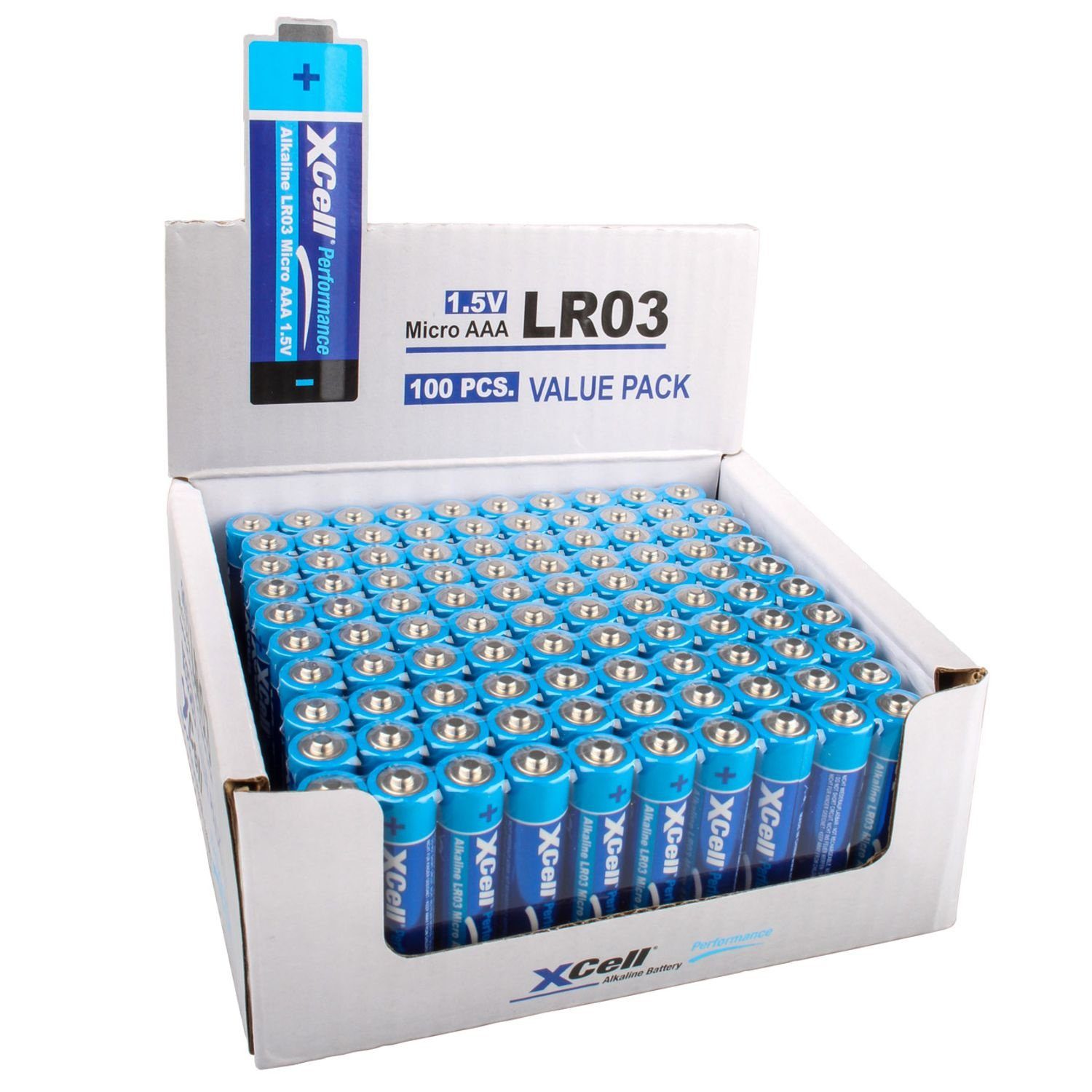 XCell XCell LR03 Micro Performance Alkaline 100er Box Batterie, (1,5 Volt V)
