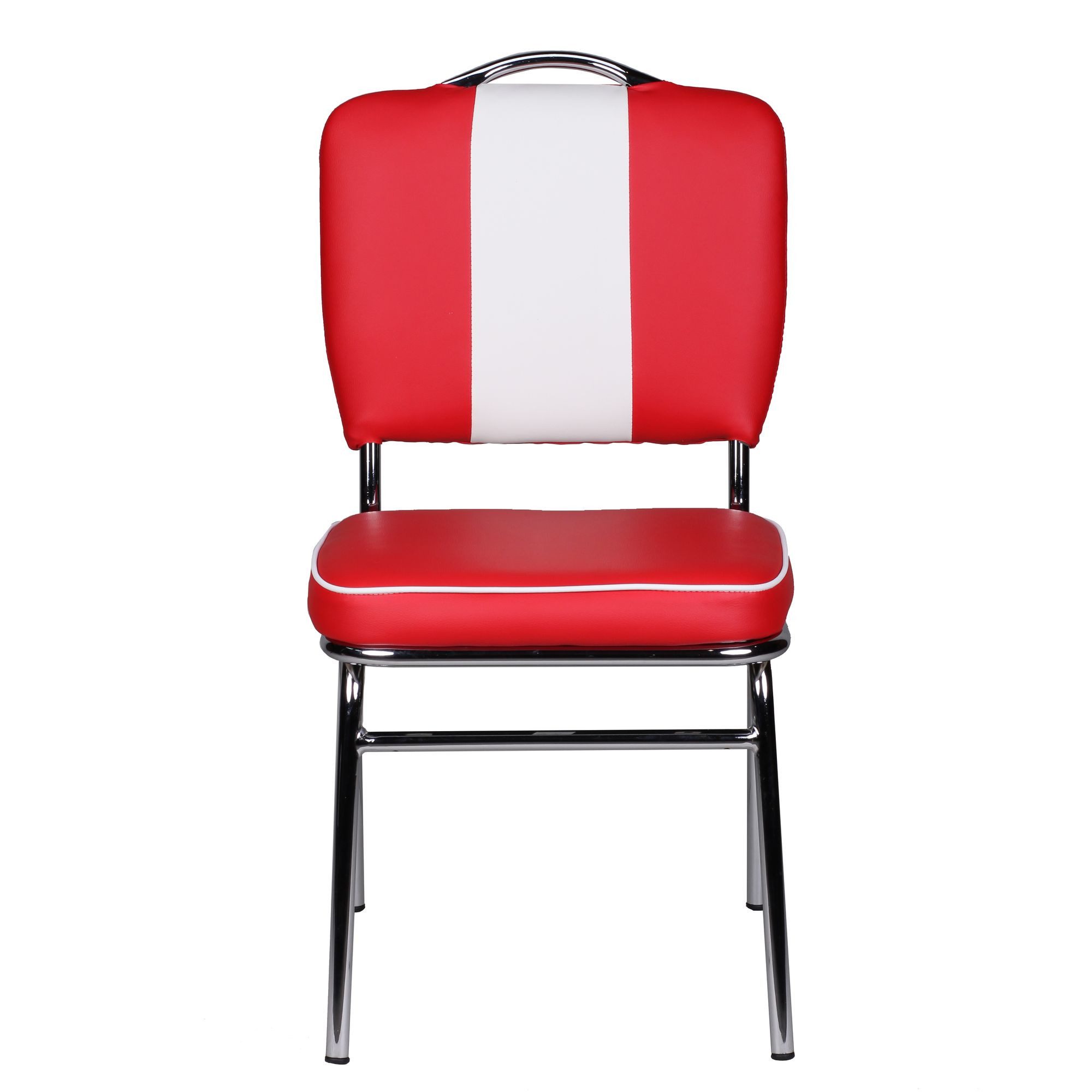 Wohnling 4-Fußstuhl Esszimmerstuhl Kunstleder American Diner Retro Rot Weiß günstig online kaufen