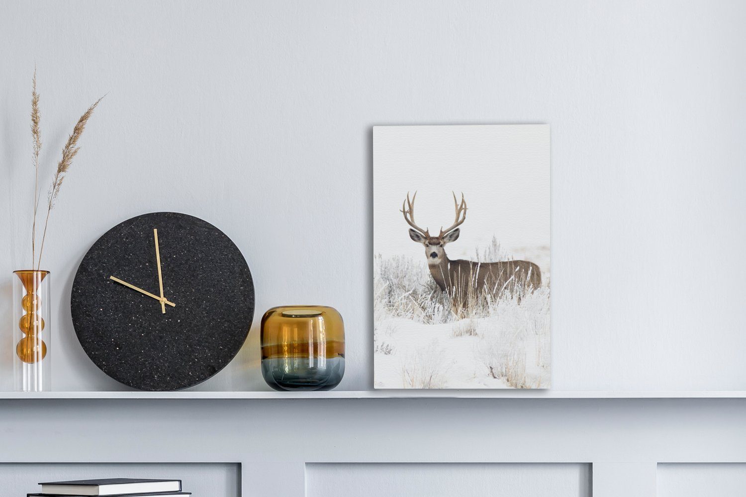 OneMillionCanvasses® Leinwandbild Hirsche - Winter - Schnee - Tiere - Jahre günstig online kaufen