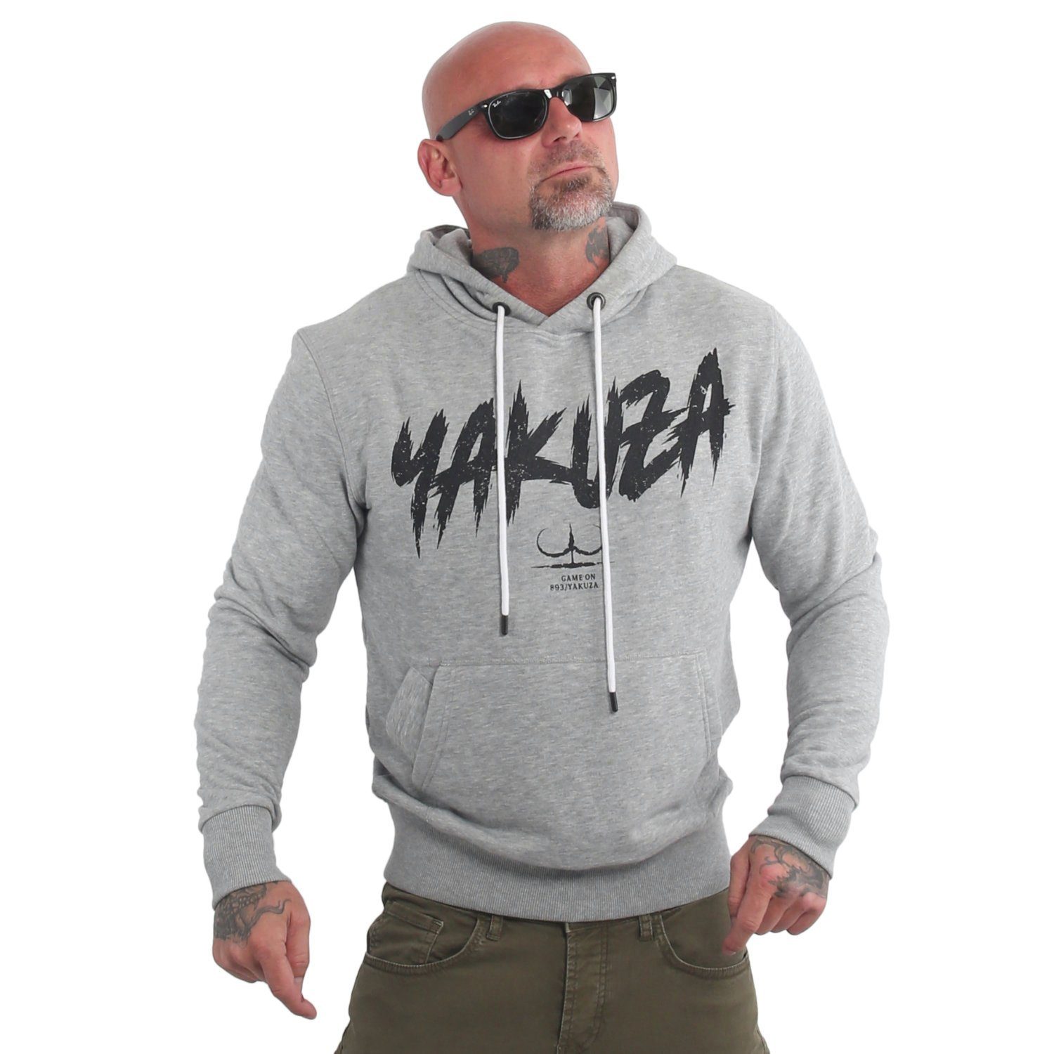 YAKUZA Hoodie Fat Tag hellgrau meliert