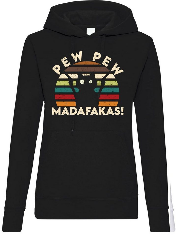 Youth Designz Kapuzenpullover Pew Pew Madafakas Damen Hoodie Pullover mit lustigem Spruch und Katzen Print