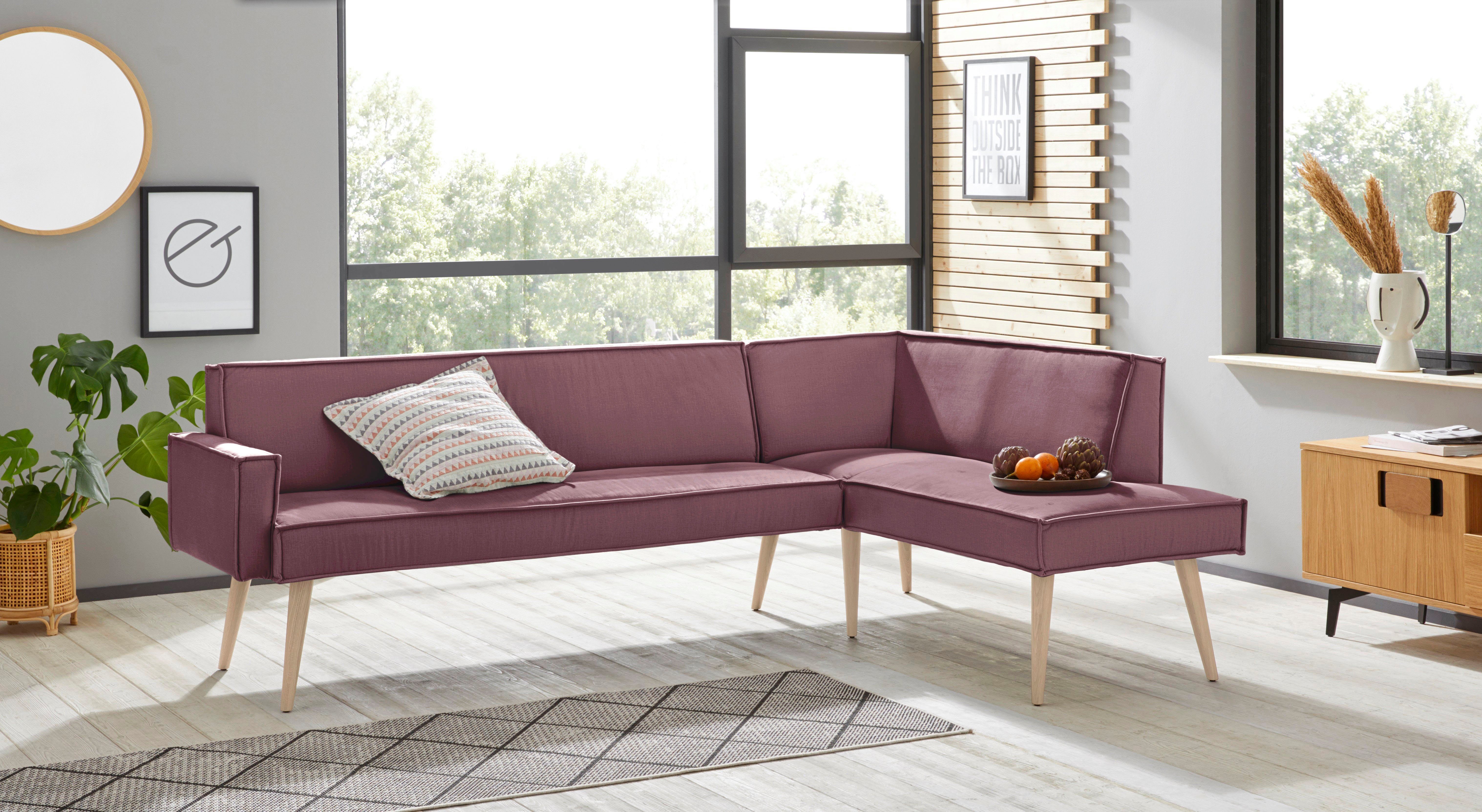 exxpo - sofa fashion Eckbank Lungo, moderne Kedernaht, bequem und elegant, hoher Holzfuß, hochwertige Detailverarbeitung, frei im Raum stellbar