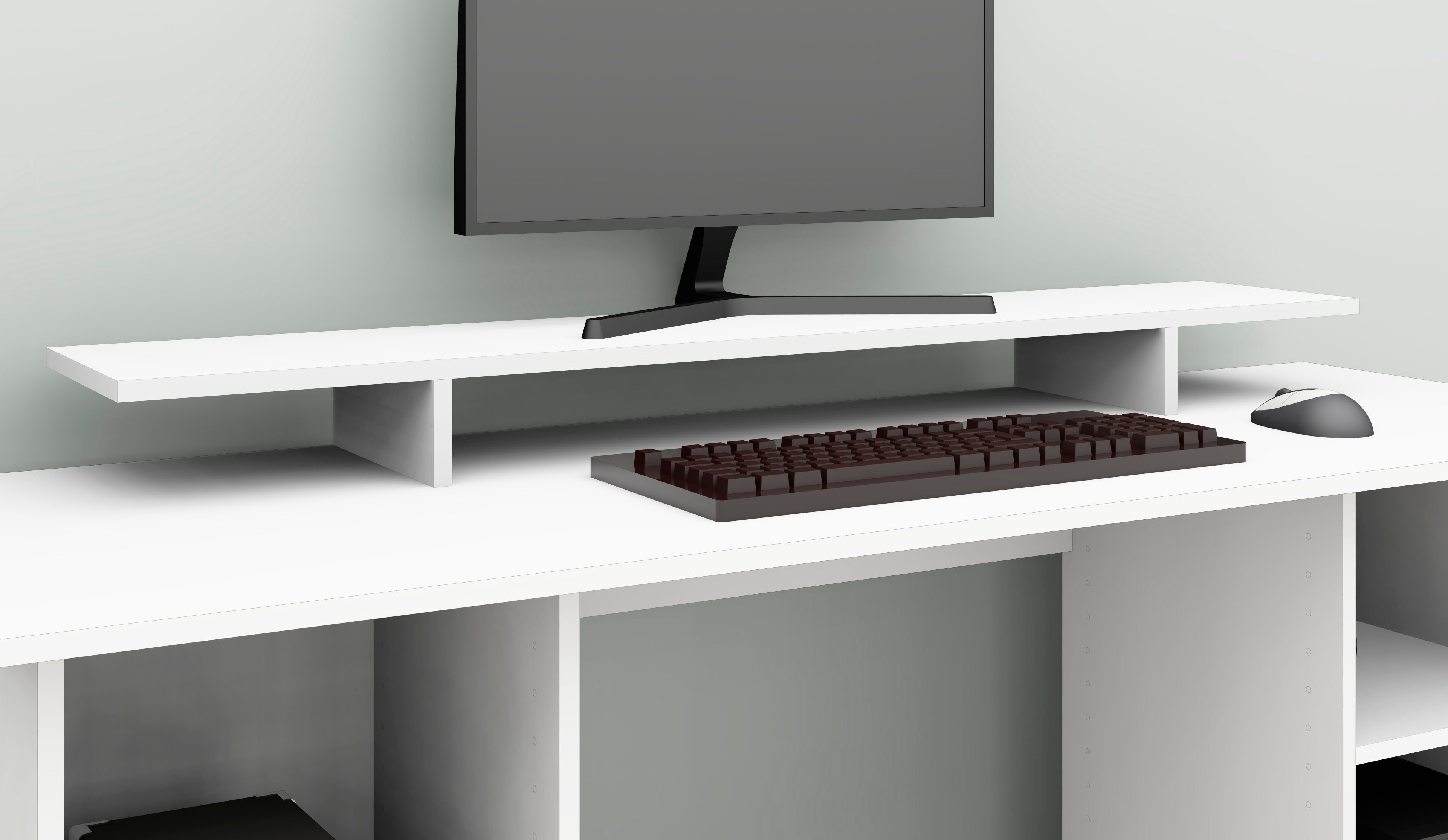weiß-matt Design, modernen Bildschirmerhöhung Kai, Schreibtischaufsatz Monitorständer, Made Germany im in Möbel borchardt