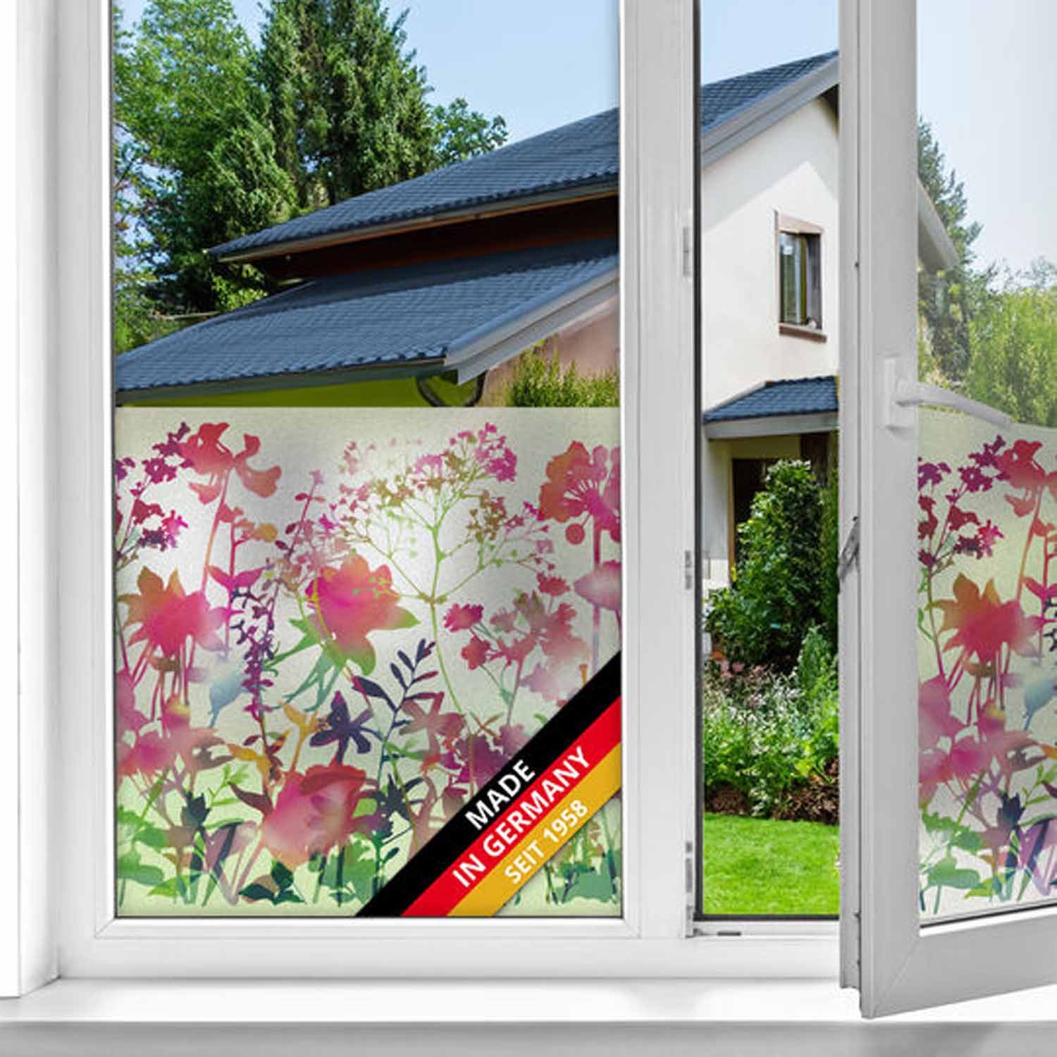 d-c-fix Fensterfolie Blumen Sichtschutzfolie selbsthaftend Deko Folie für Fenster innen, strukturiert, 200 x 45cm (16,61€/qm) - Rückstandslos entfernbar & wiederverwendbar