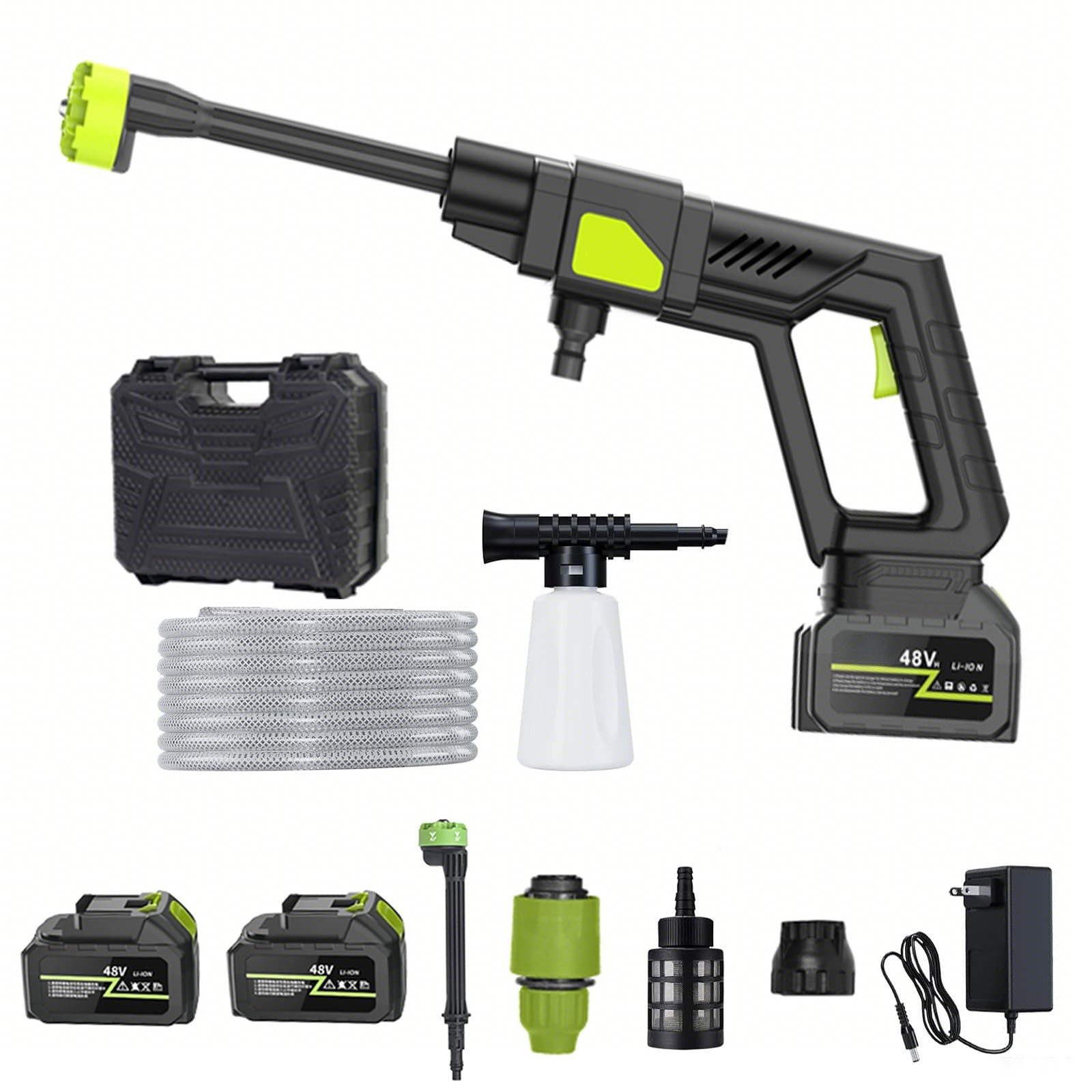 Tekoo Akku-Hochdruckreiniger Set, 30 Bar, 6-in-1 Düse & Koffer, 300W für Auto, Garten & Camping, Druck max: 30 bar, (Set), Kabellos, Selbstansaugend, Inklusive Koffer