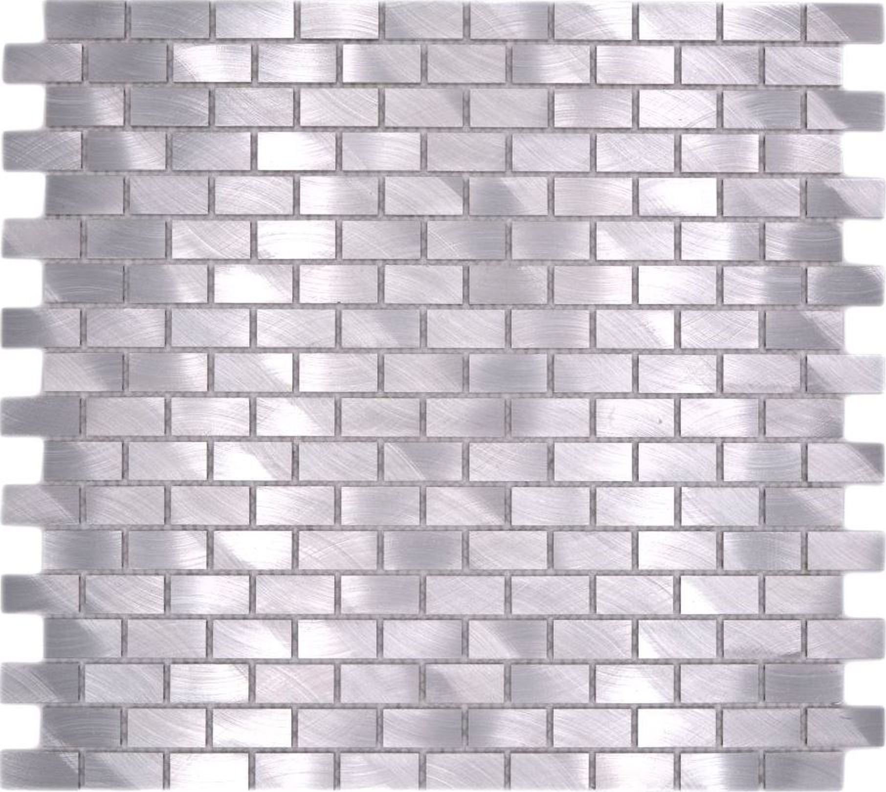 Mosani Mosaikfliesen Mosaik Fliese Aluminium silber Brick Fliesenspiegel Küchenwand