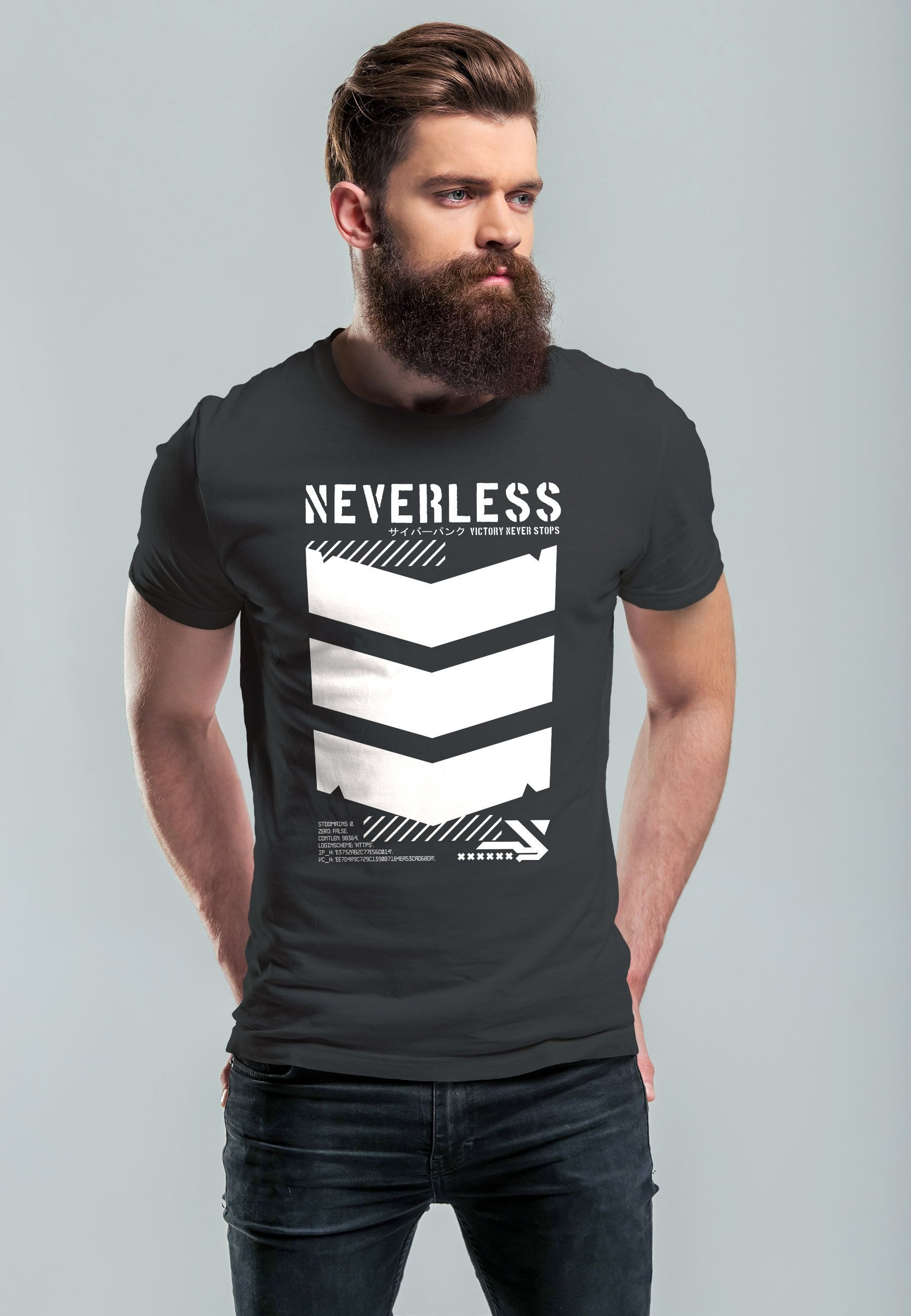 Neverless Print-Shirt Herren T-Shirt Techwear Trend günstig online kaufen