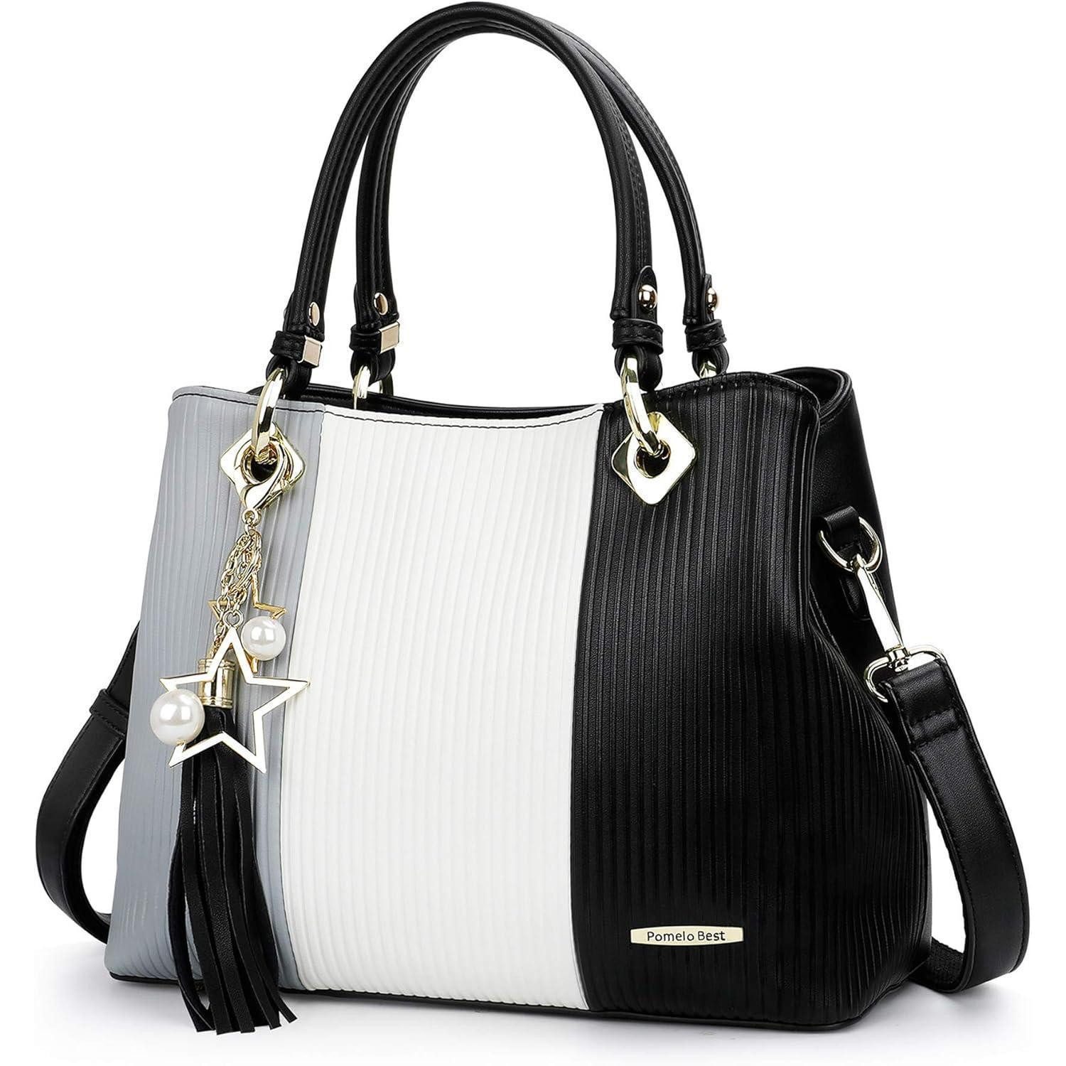 LuxusKollektion Umhängetasche Damen Handtasche multifunktional gestreift mit mehreren Fächern