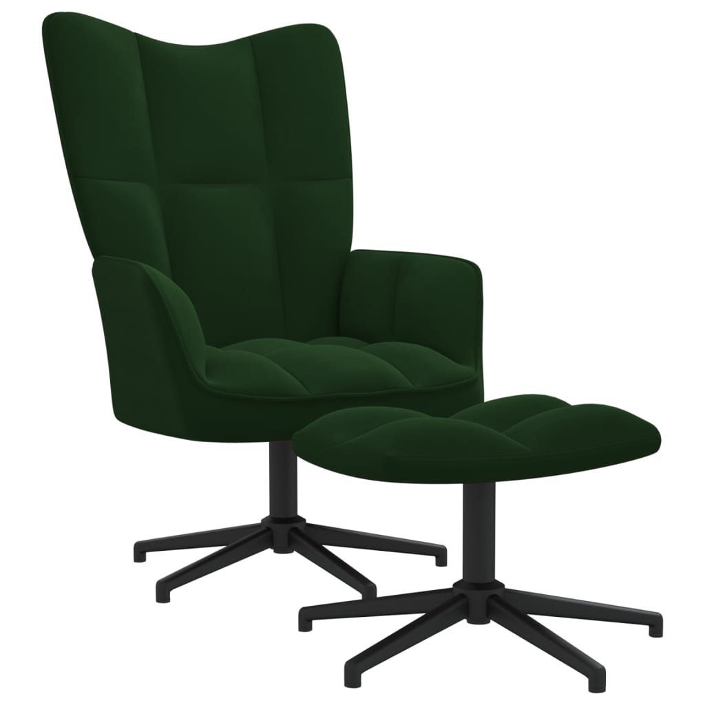 furnicato Relaxsessel mit Hocker Dunkelgrün Samt günstig online kaufen