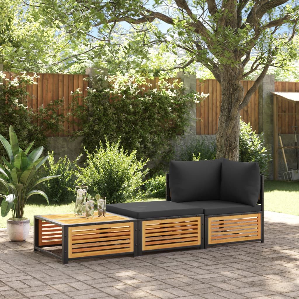 vidaXL Sofaelement Gartentisch mit Hocker Massivholz günstig online kaufen