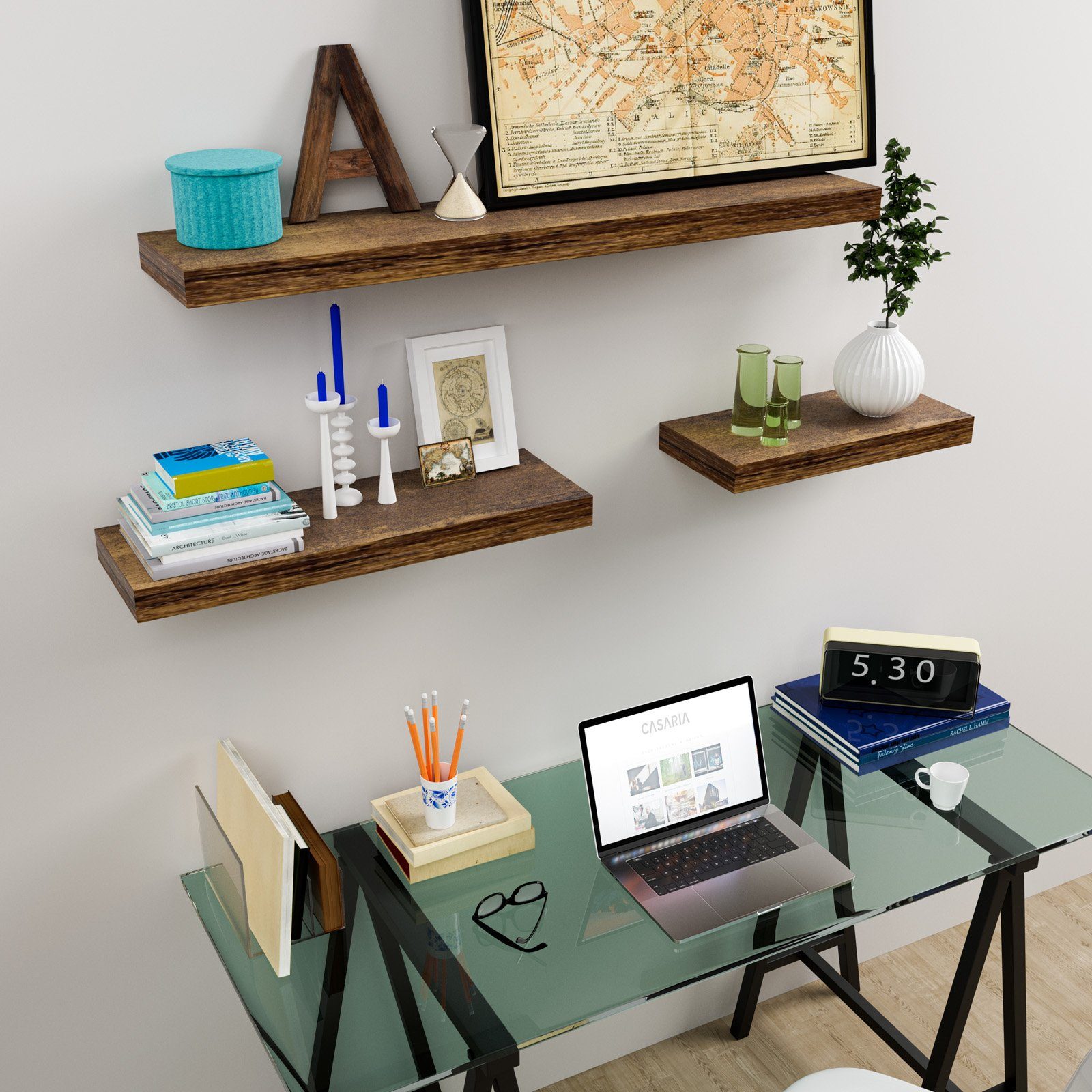 Casaria Wandboard, Dunkle Eiche Hängeregal mit günstig online kaufen