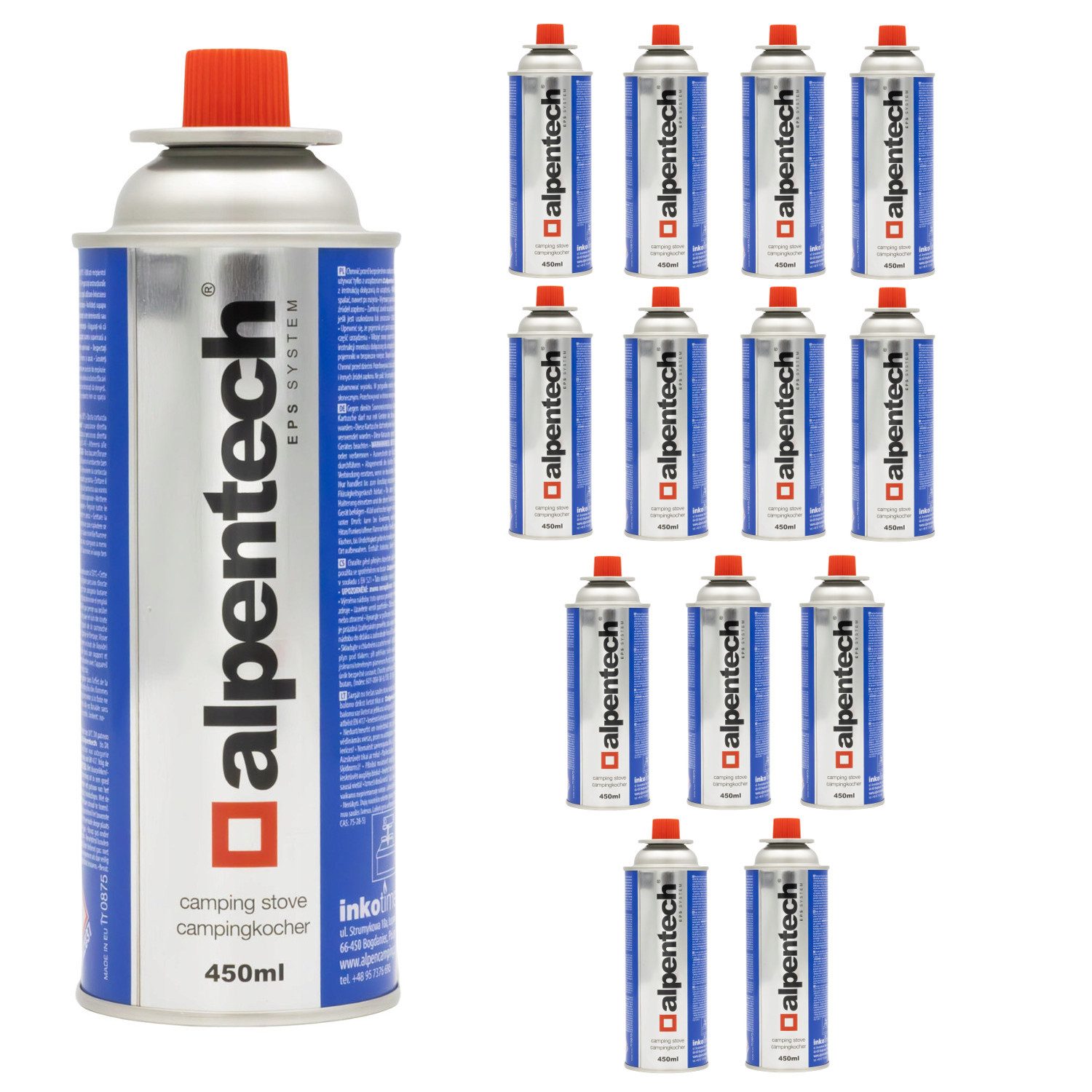 Alpentech Gaskartusche Gaskartusche 450ml Gas für Kocher, 14 St., Isobutan