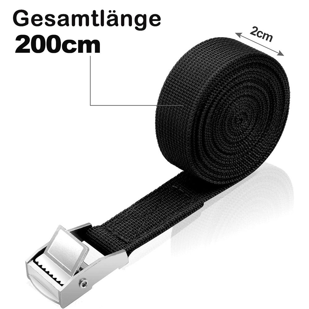 AFKSMILE Spanngurt 4 Stück Spanngurte 2m x 20mm, Verstellbare Zurrgurte mit Klemmschloss Befestigungsgurt Gepäckträger, für Transport, Fracht, Gepäck, Camping