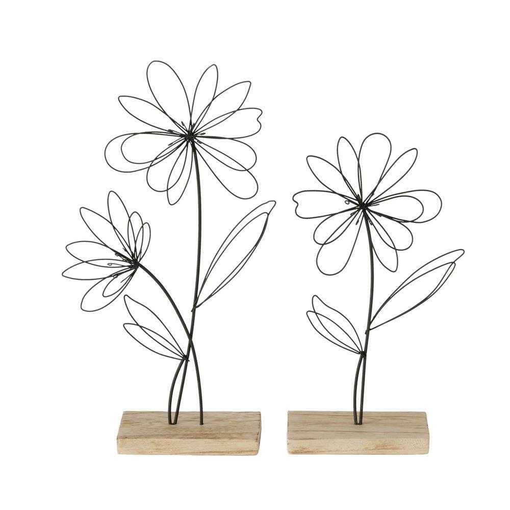 BOLTZE Dekoobjekt Dekoaufsteller Blumen Blumy 2er Set, Frühlingsdekoration Metall Holz