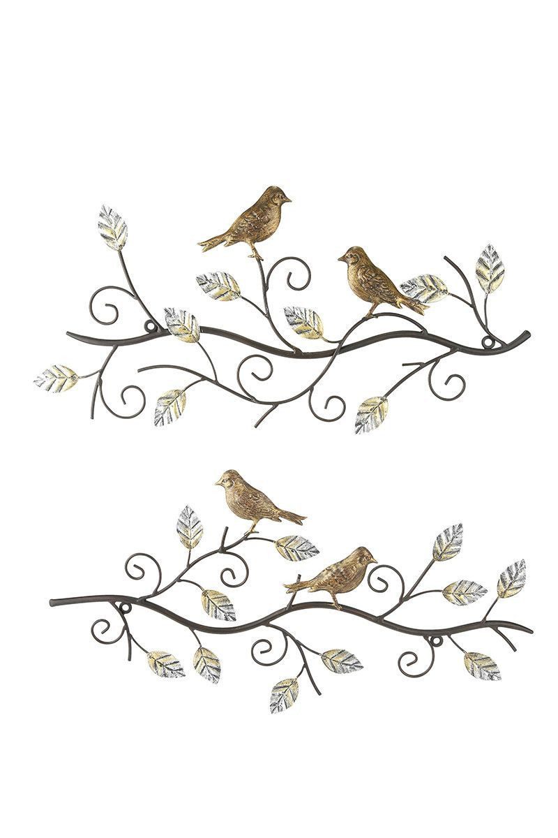 GILDE Wanddekoobjekt Wanddekoobjekt Vögel auf Ästen im 2er Set (2 St) günstig online kaufen