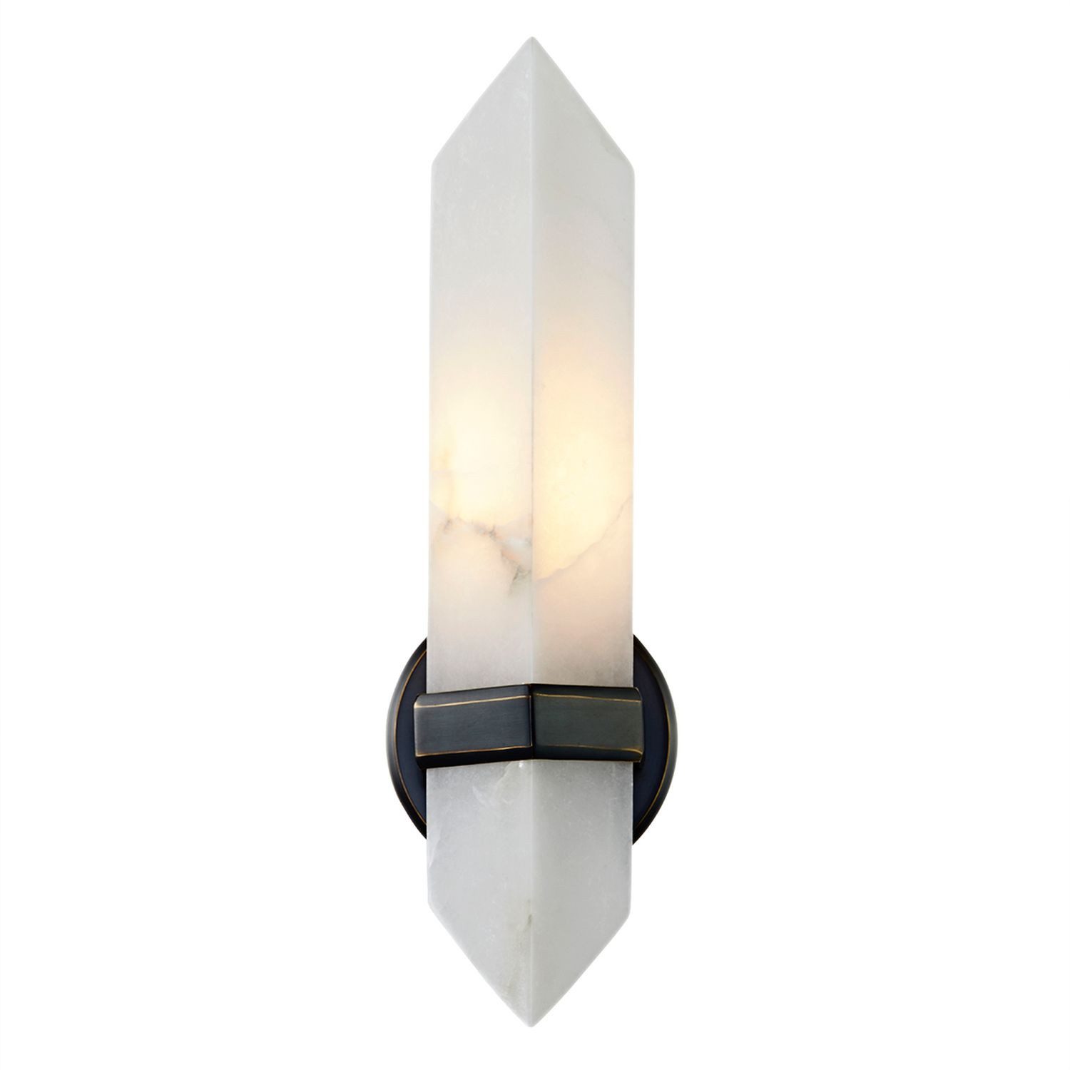 Licht-Erlebnisse Wandleuchte JORVIN, ohne Leuchtmittel, Alabaster Metall H: 38.1 cm in Bronze Antik Weiß E27 Vintage Design