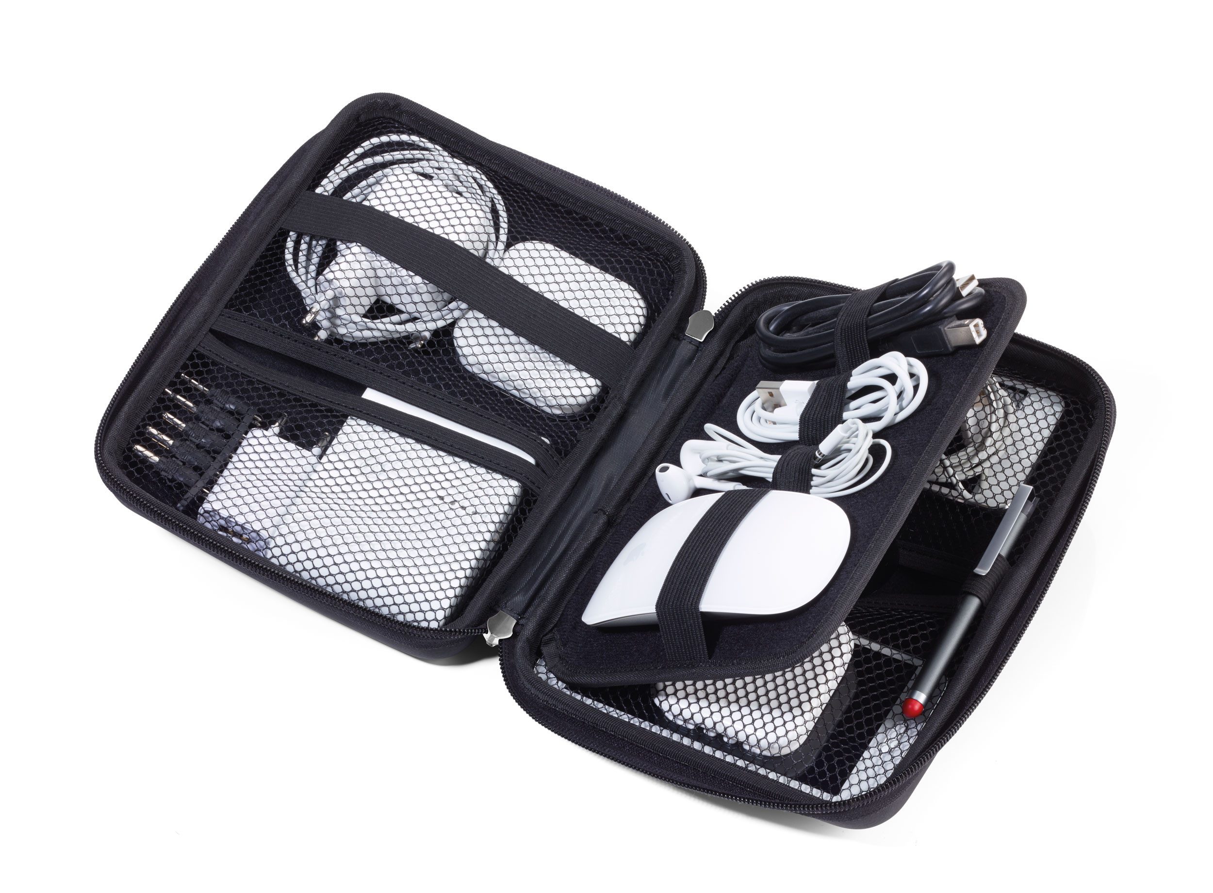 TROIKA Organizer TRAVEL CASE Etui Hardcase – Kabeltasche & Zubehörtasche mit Fächern (1 St., in verschiednen Farben), Elastikband‑Schlaufen für Elektronik & Rei – Bild 2 von 5