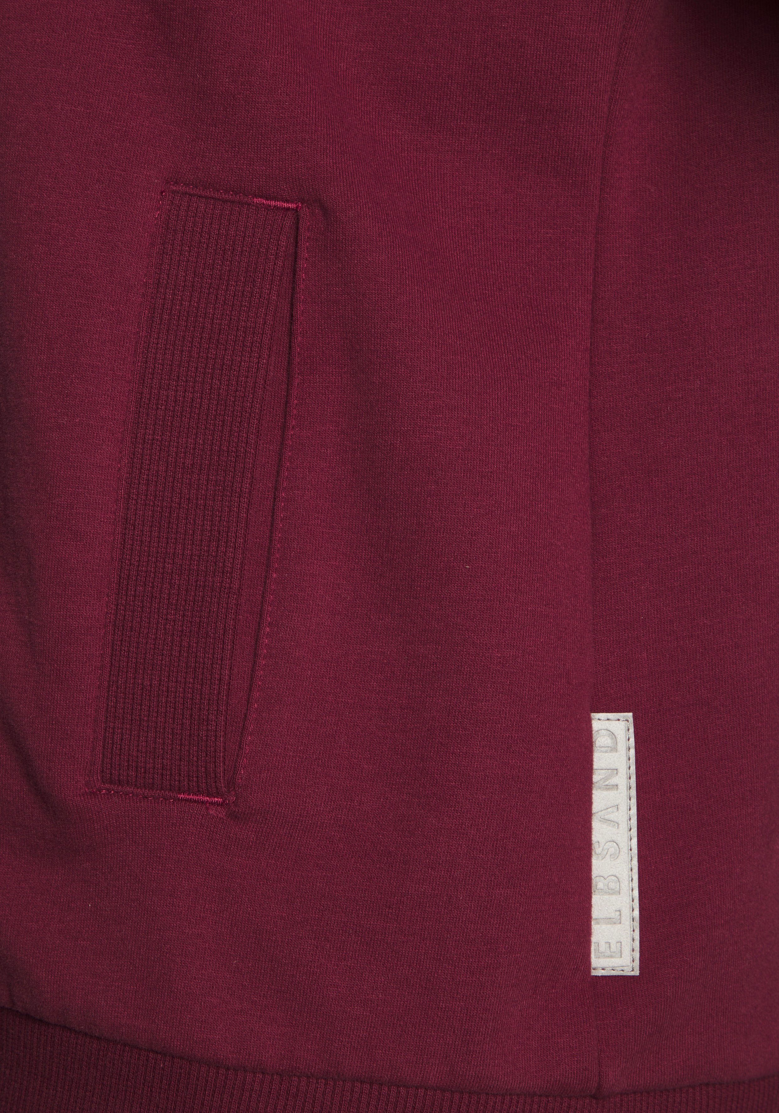 Elbsand Sweatjacke Alvis mit Logodruck am Kragen, bequeme Freizeitjacke mit Stehkragen