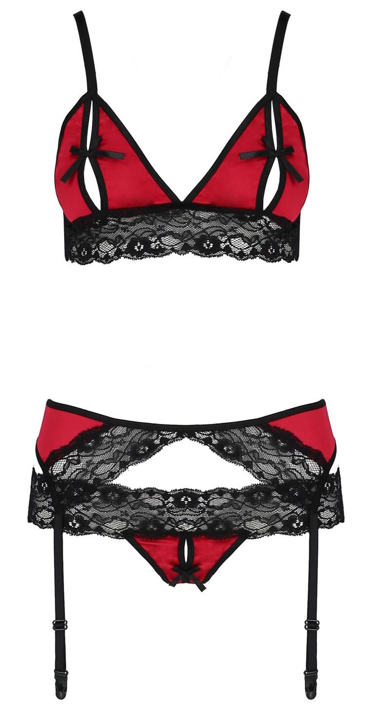 Casmir Set: Bügelloser BH mit sexy Strumpfgürtel und String