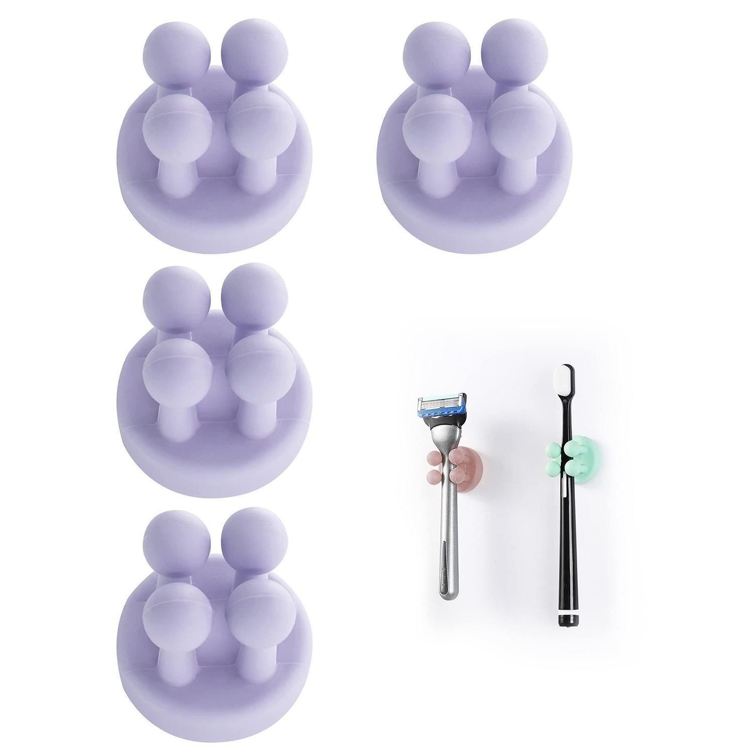 LuxusKollektion Zahnbürstenhalter Zahnbürstenhalter Haken Violett 4Stück, (4-St)